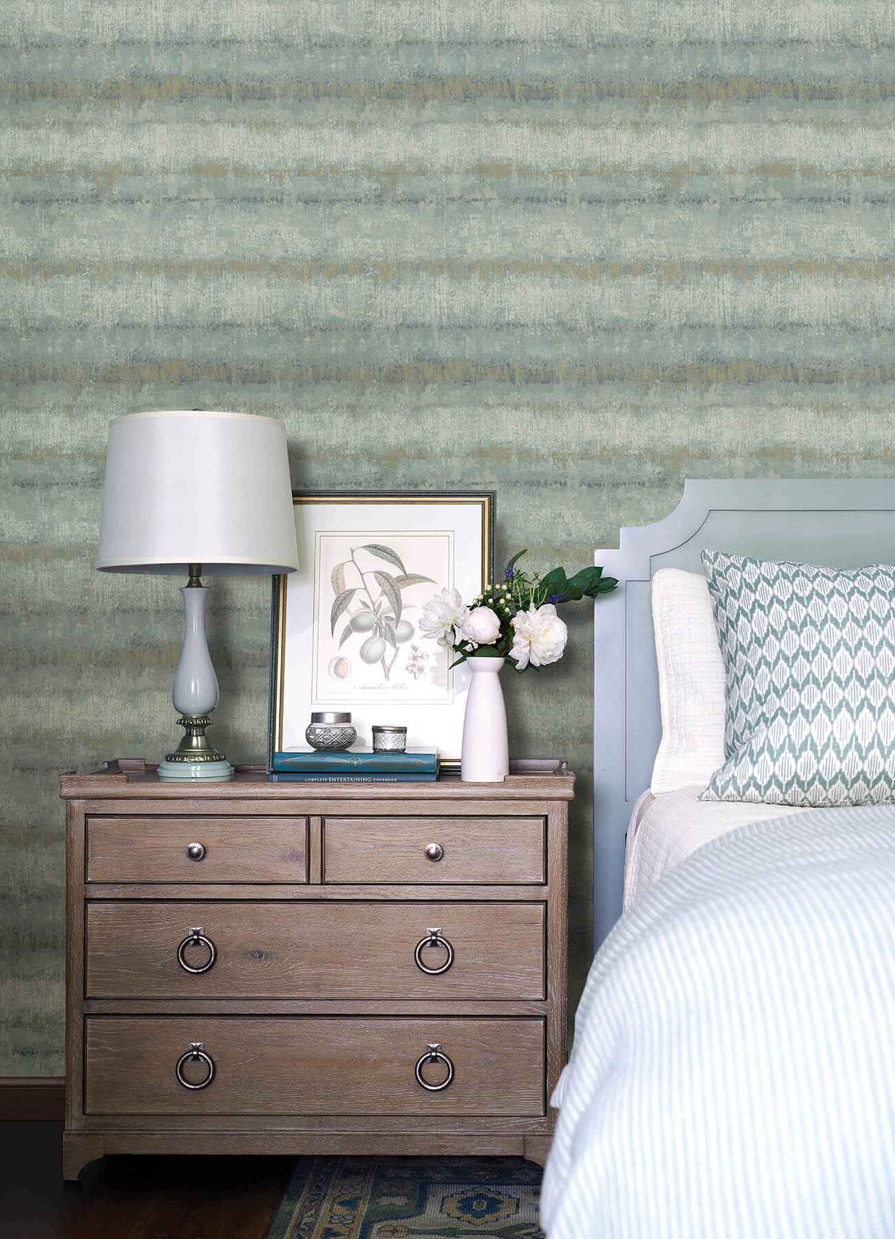 Morningtide Light Blue Textured Stripe Wallpaper - York Wallcoverings - 4177-27733 - York Wallcoverings Wallpaper