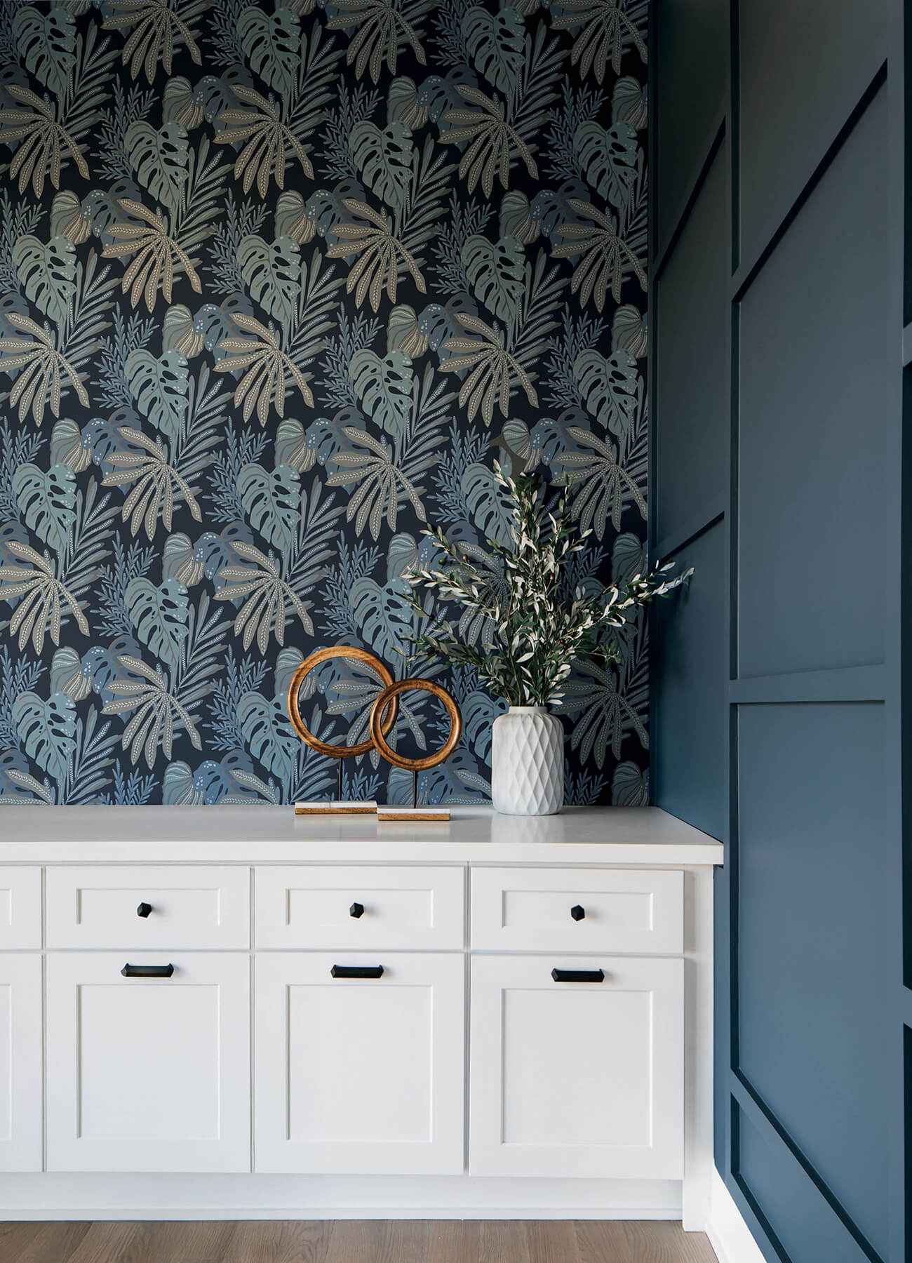 Alocasia Blue Tropical Foliage Wallpaper - York Wallcoverings - 4177-27735