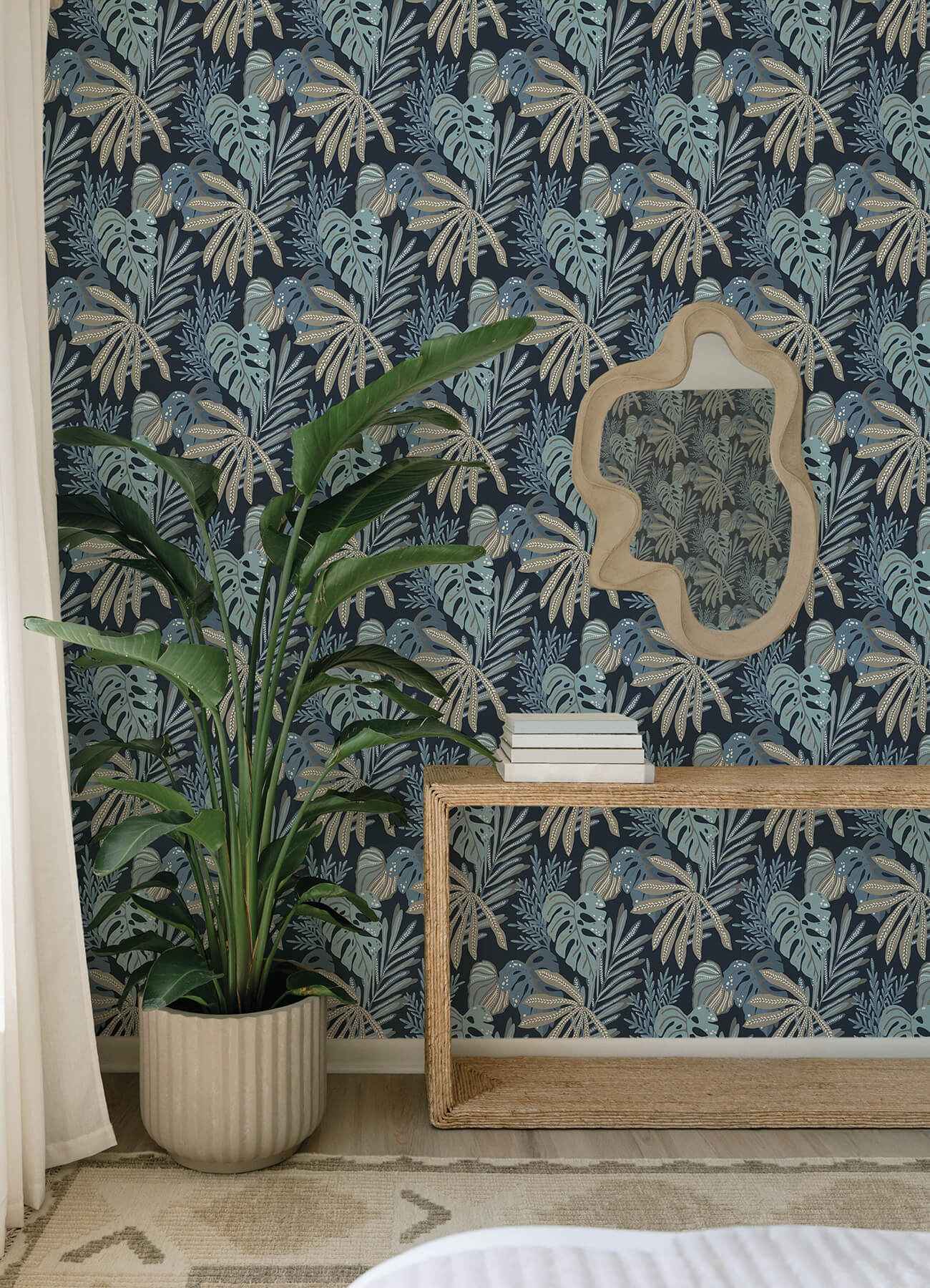 Alocasia Blue Tropical Foliage Wallpaper - York Wallcoverings - 4177-27735 - York Wallcoverings Wallpaper