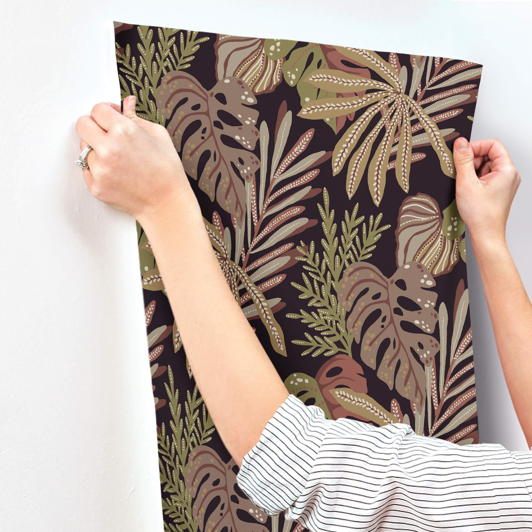 alocasia-burgundy-tropical-foliage-wallpaper-york-wallcoverings-4177-27738 - York Wallcoverings Wallpaper