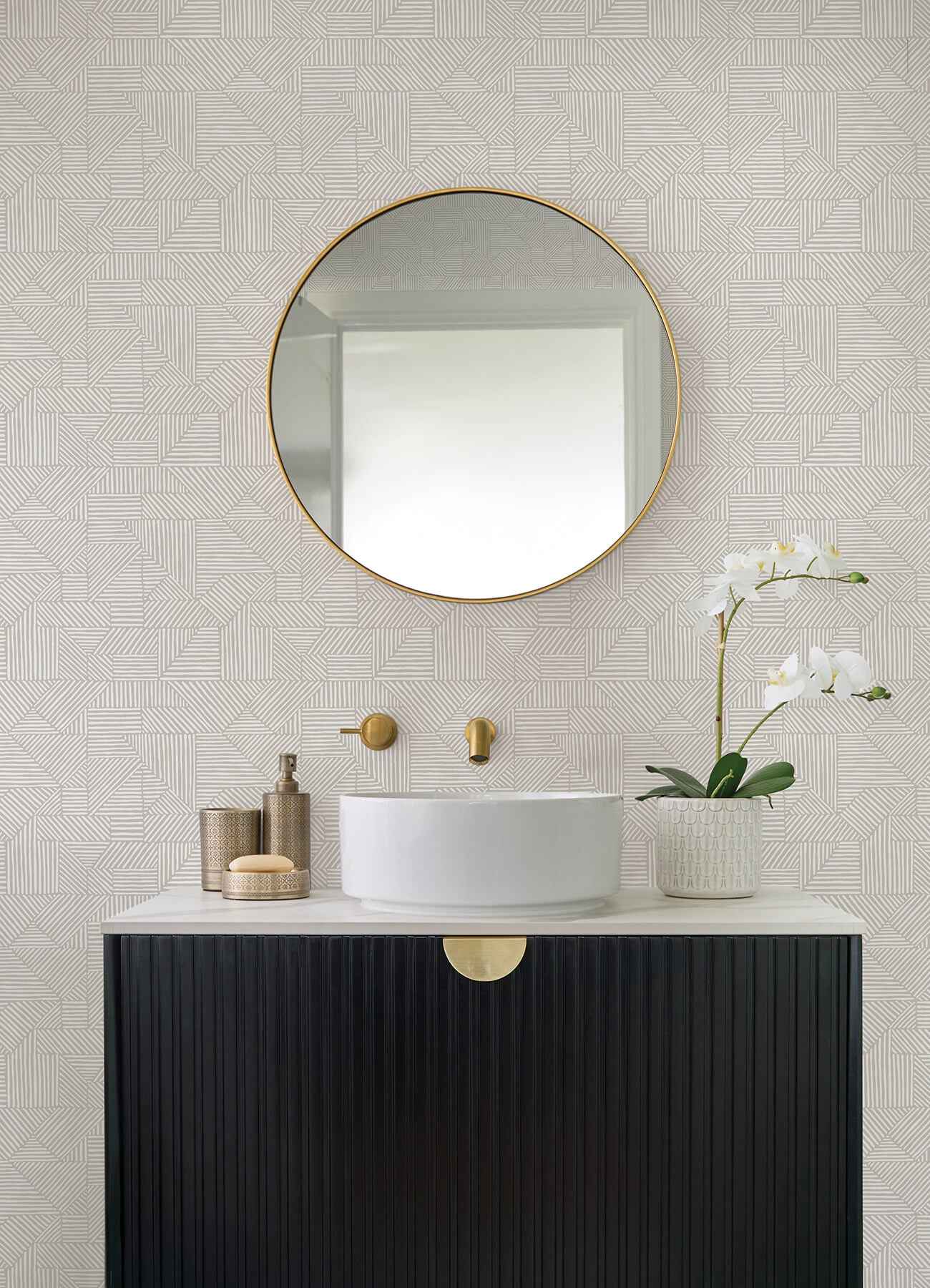 Crescendo Silver Block Geometric Wallpaper - York Wallcoverings - 4177-83300 - York Wallcoverings Wallpaper
