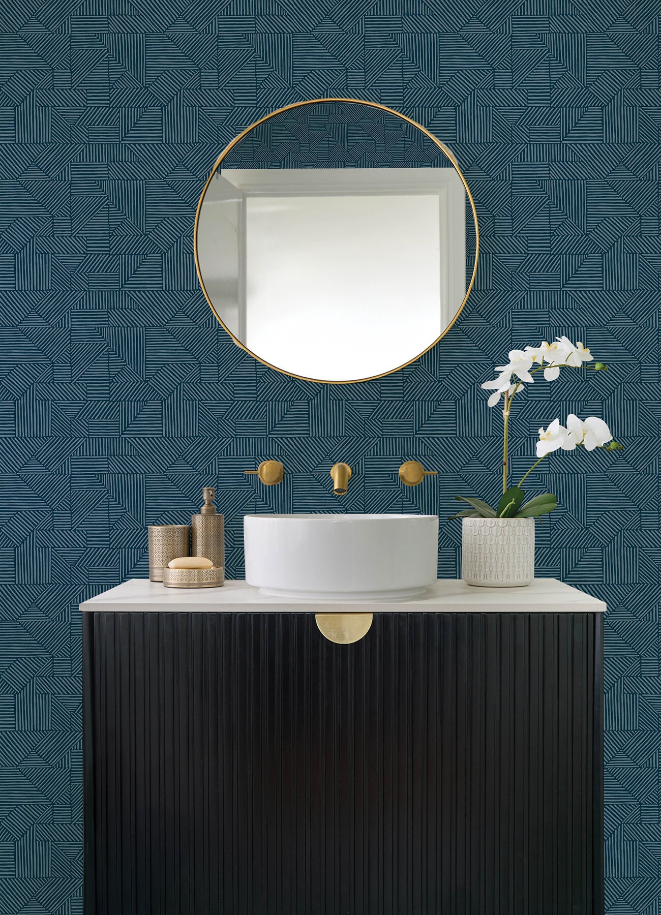 crescendo-dark-blue-block-geometric-wallpaper-york-wallcoverings-4177-83301 - York Wallcoverings Papel pintado