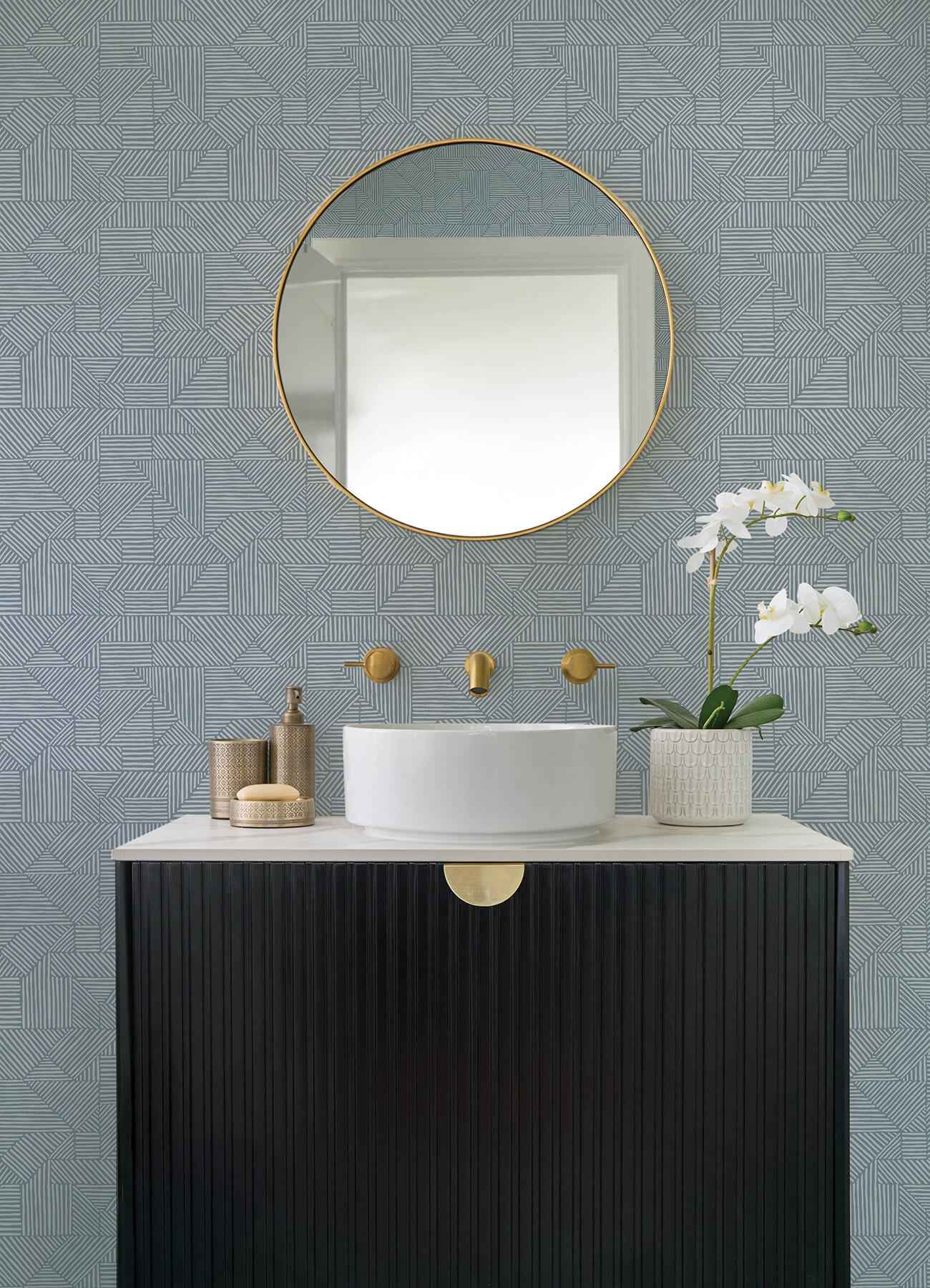 Crescendo Blue Block Geometric Wallpaper - York Wallcoverings - 4177-83304 - York Wallcoverings Wallpaper