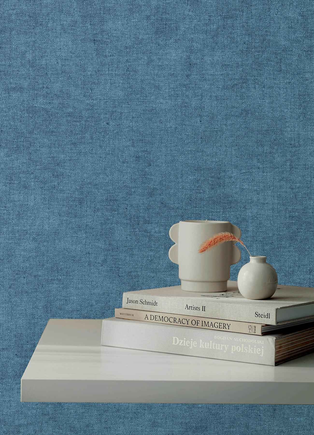 Nuovo Denim Faux Linen Wallpaper - York Wallcoverings - 4193-7434 - York Wallcoverings Wallpaper