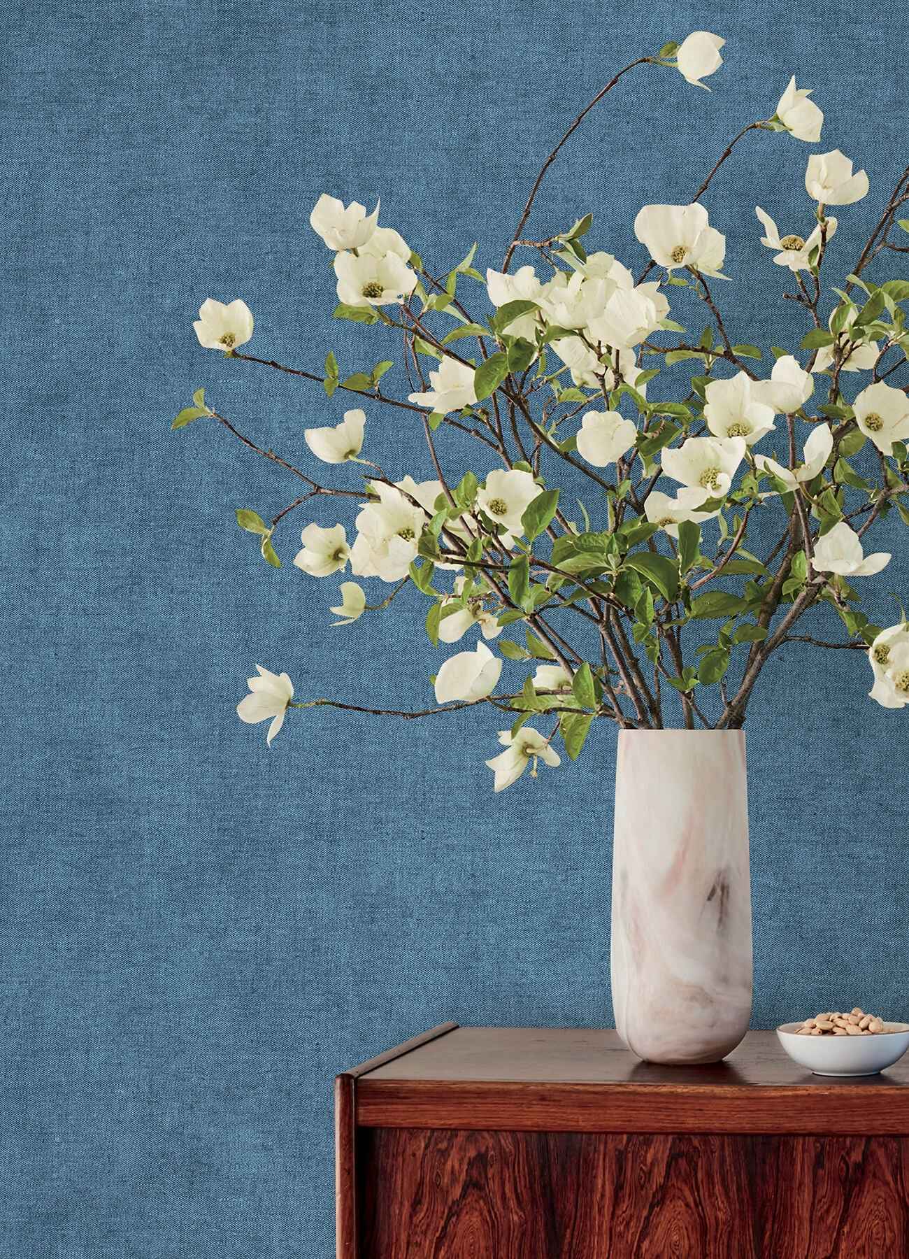 Nuovo Denim Faux Linen Wallpaper - York Wallcoverings - 4193-7434 - York Wallcoverings Wallpaper