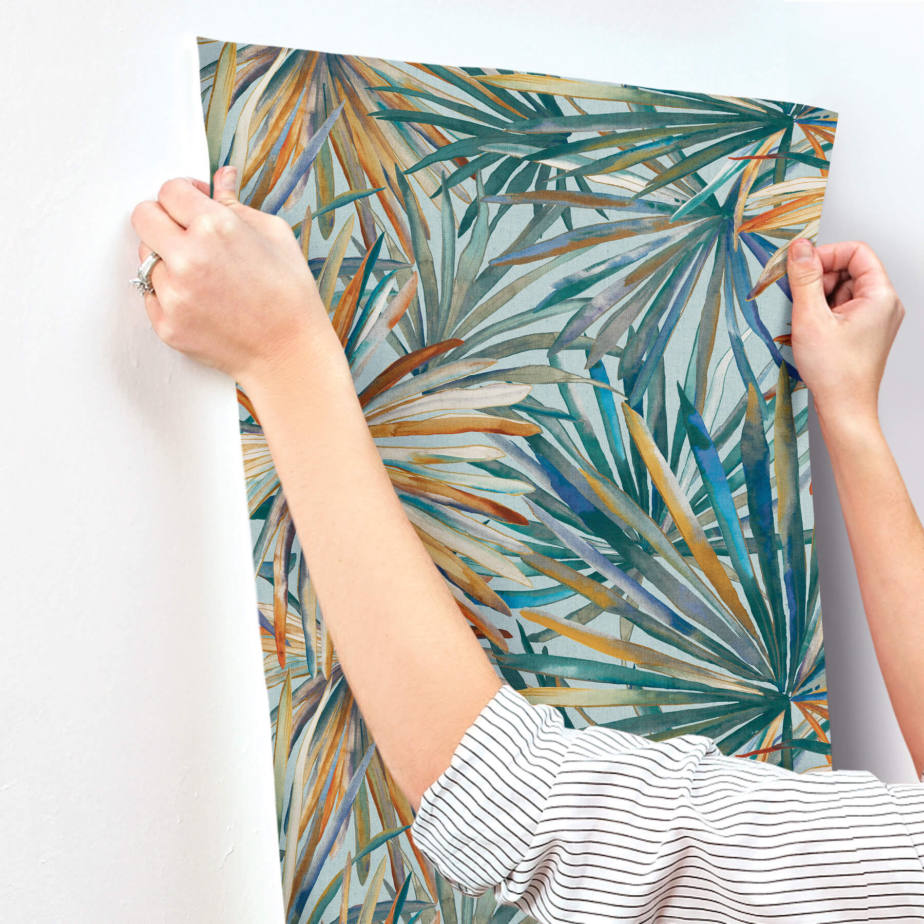 corifa-sea-green-palm-leaf-wallpaper-york-wallcoverings-4193-7451 - York Wallcoverings Wallpaper