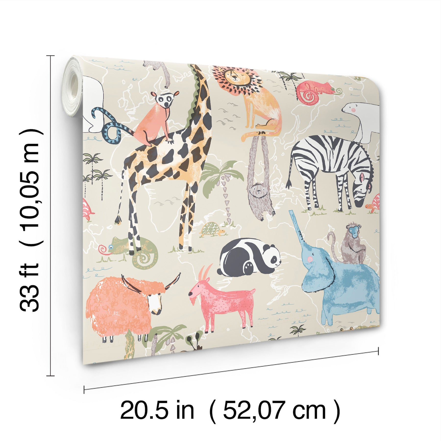 safari-animals-beige-jungle-friends-wallpaper-york-wallcoverings-4203-27540 - York Wallpaper Wallpaper