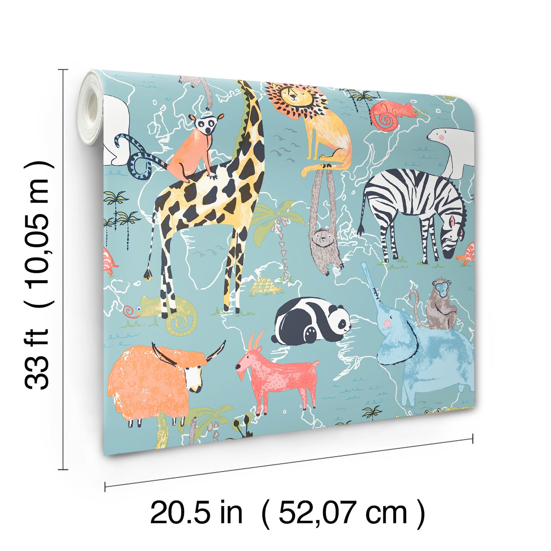 safari-animals-blue-jungle-friends-wallpaper-york-wallcoverings-4203-27541 - York Wallpaper Wallpaper