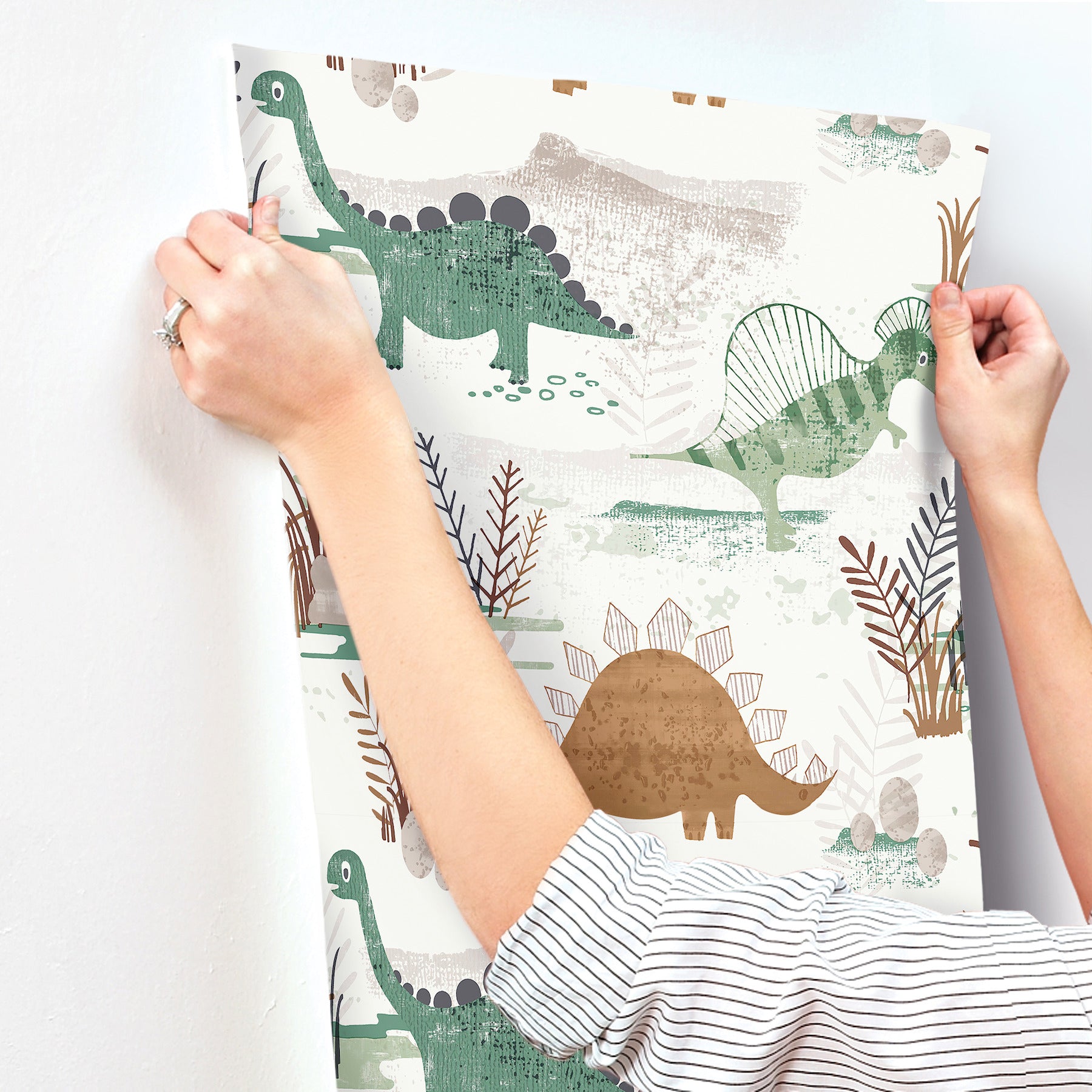 prehistoric-dino-green-whimsical-wallpaper-york-wallcoverings-4203-27544 - York Wallcoverings Wallpaper