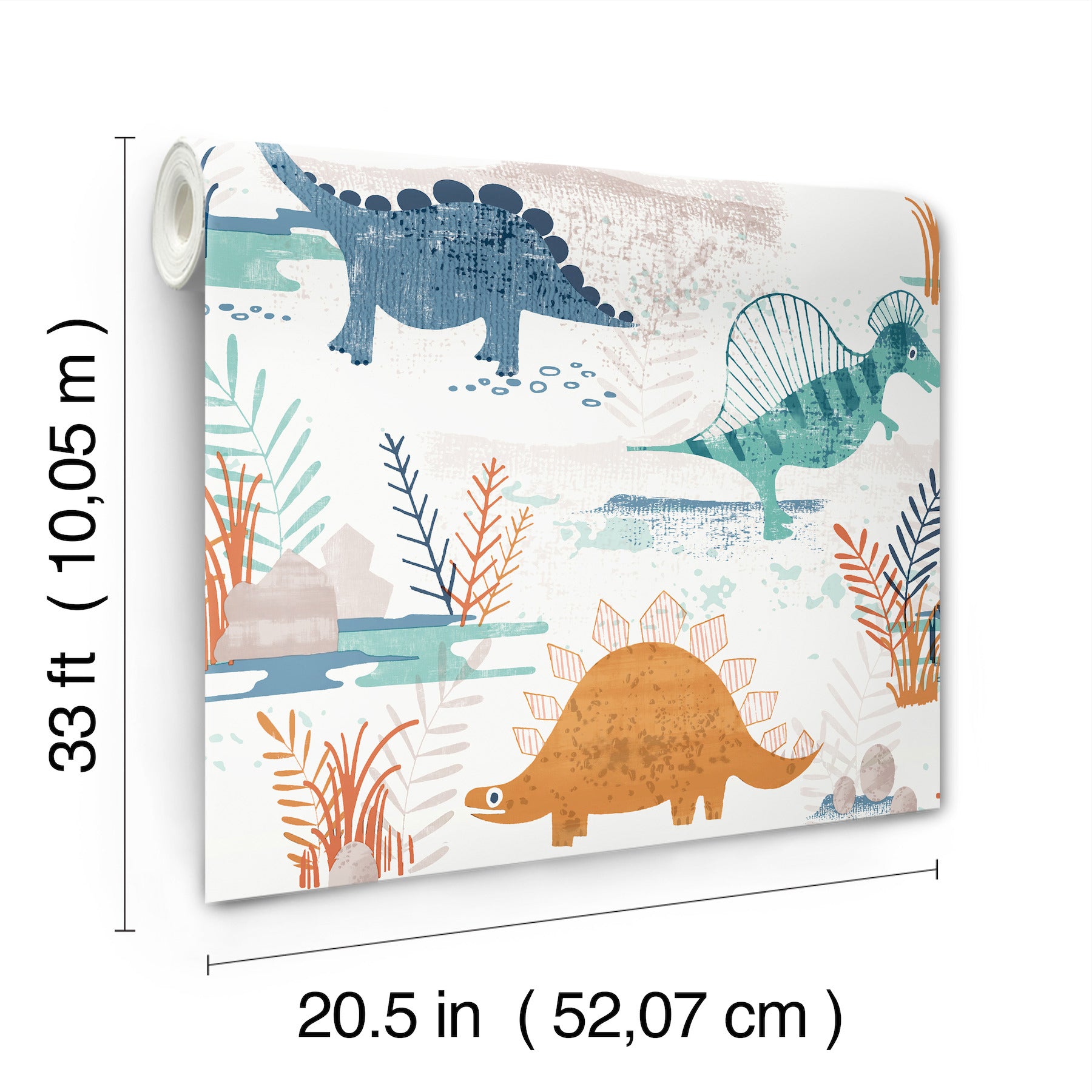 prehistoric-dino-orange-whimsical-wallpaper-york-wallcoverings-4203-27545 - York Wallcoverings Papel pintado