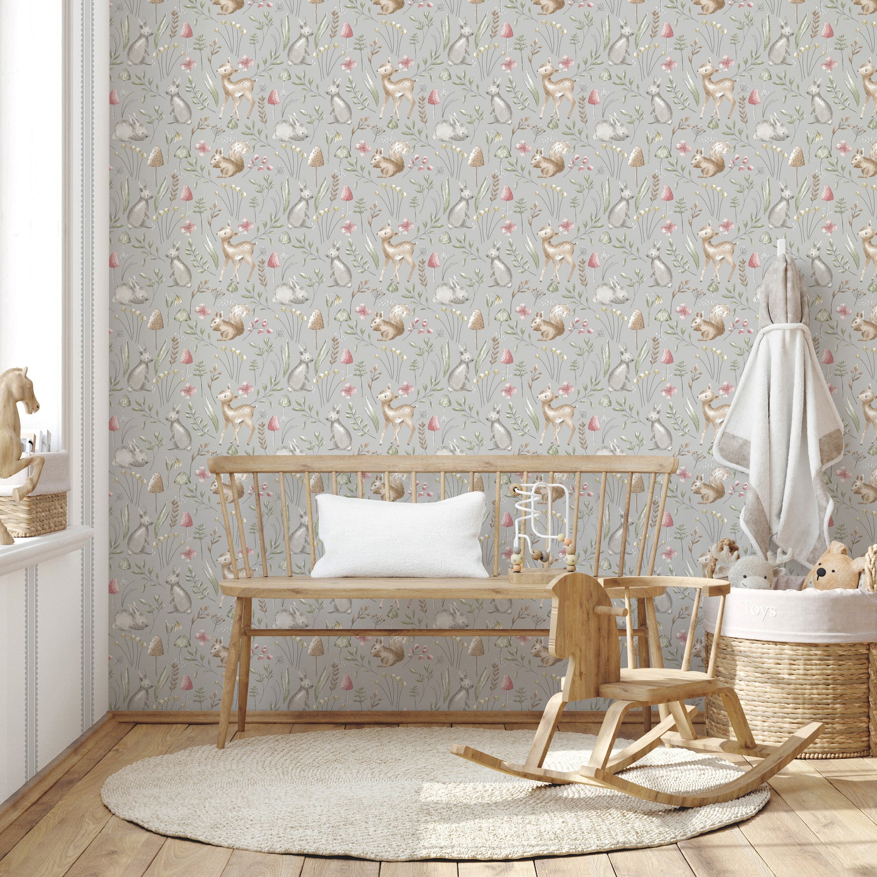 forest-animals-grey-whimsical-wallpaper-york-wallcoverings-4203-27546 - York Wallpaper Wallpaper
