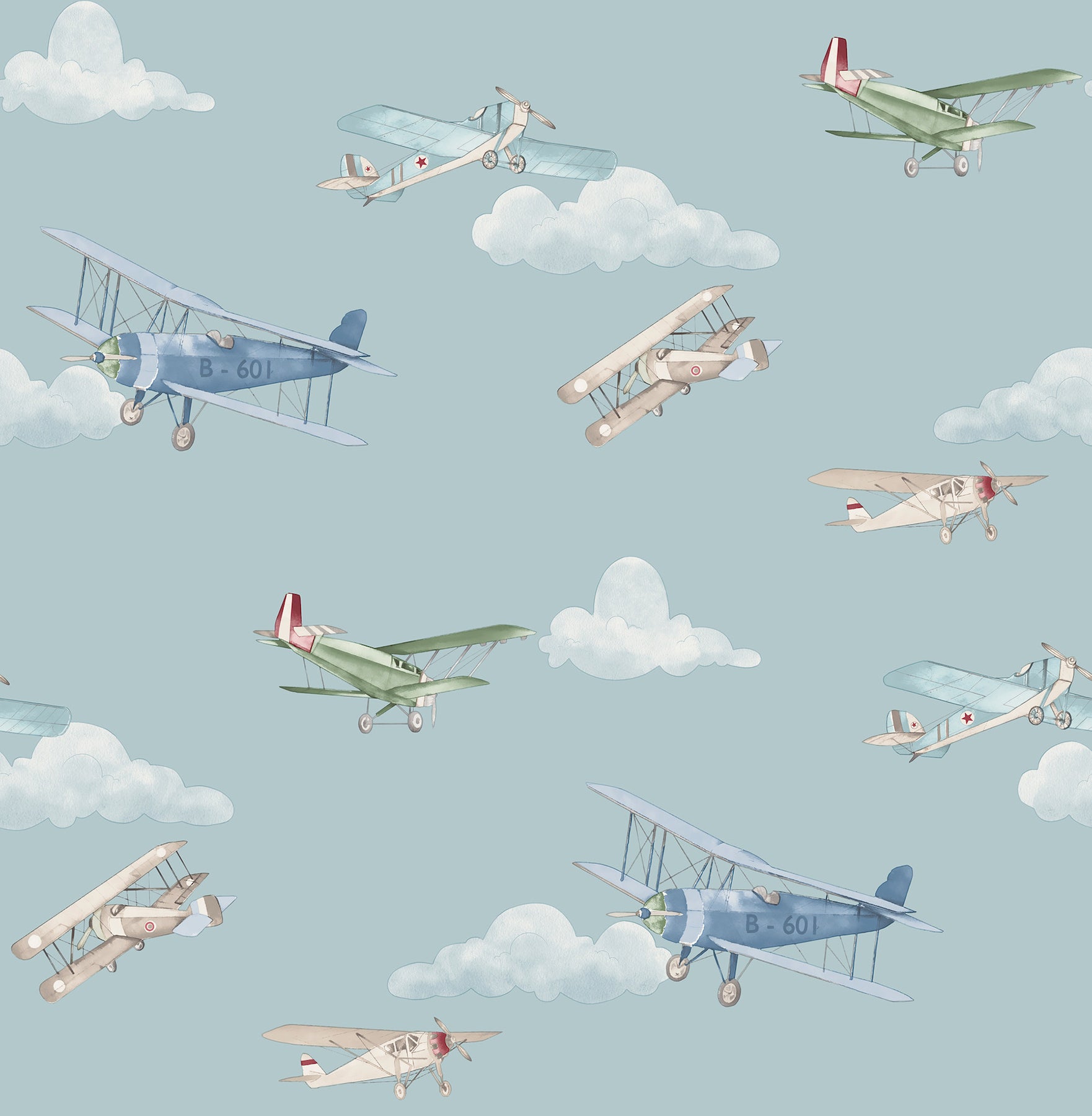 aeroplanes-blue-skies-wallpaper-york-wallcoverings-4203-27548 - York Wallcoverings Wallpaper