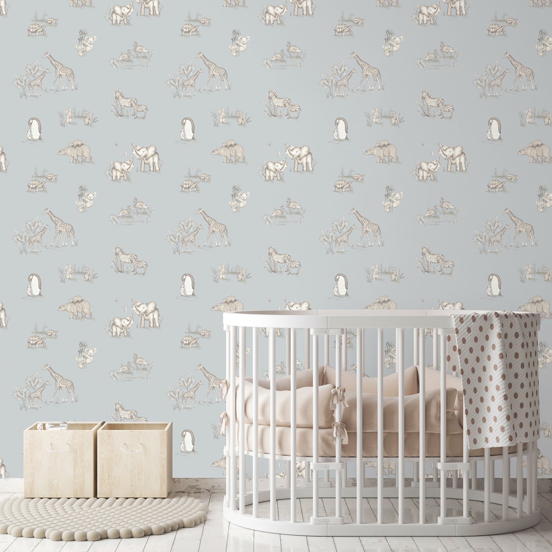 safari-babies-blue-animal-wallpaper-york-wallcoverings-4203-27551 - York Wallcoverings Wallpaper