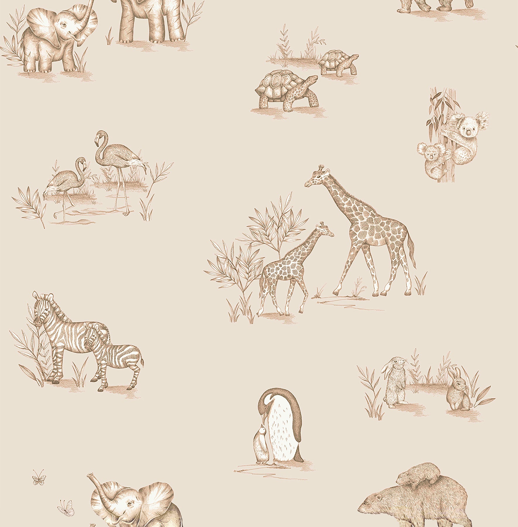 safari-babies-beige-animal-wallpaper-york-wallcoverings-4203-27553 - York Wallcoverings Papel pintado