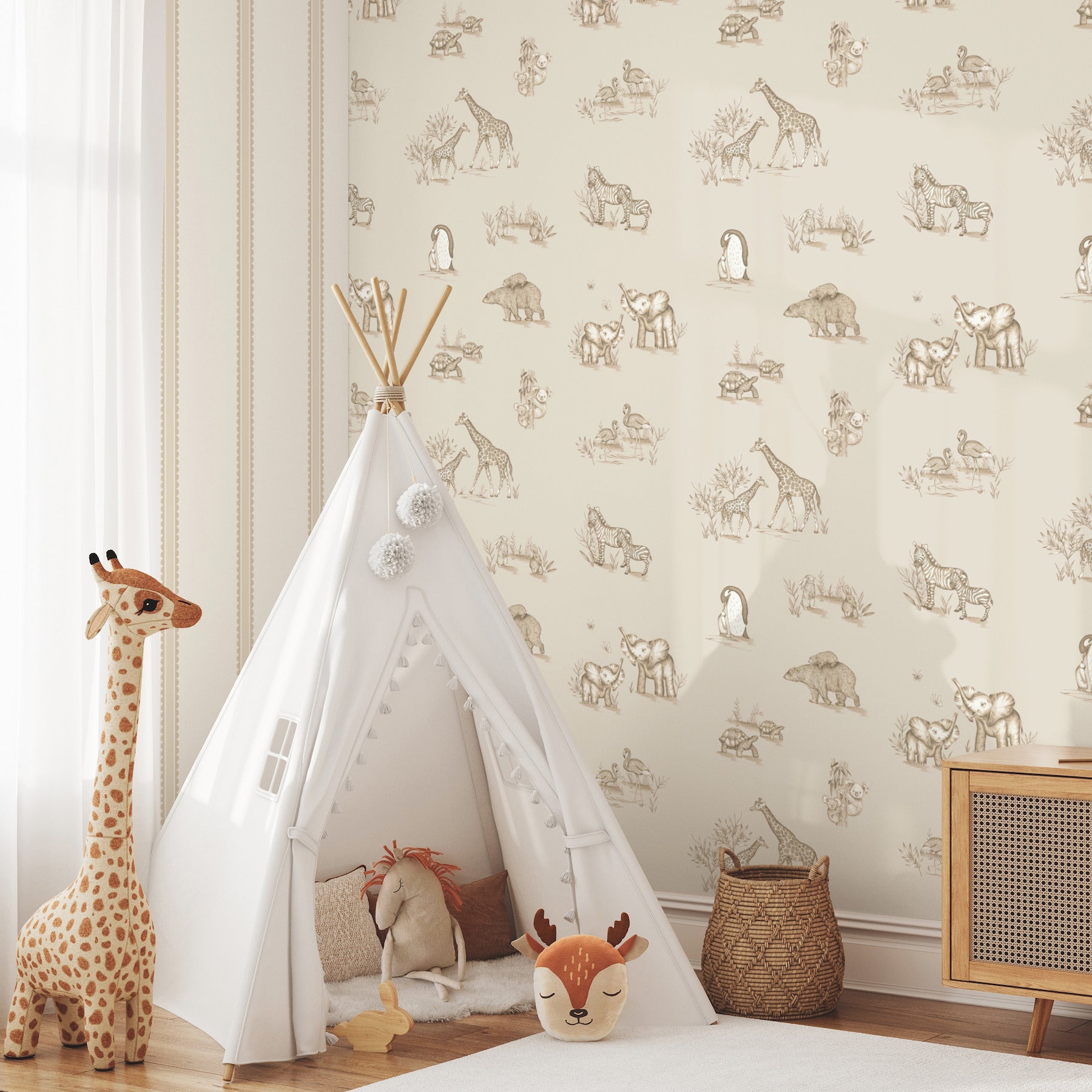 safari-babies-beige-animal-wallpaper-york-wallcoverings-4203-27553 - York Wallcoverings Papel pintado