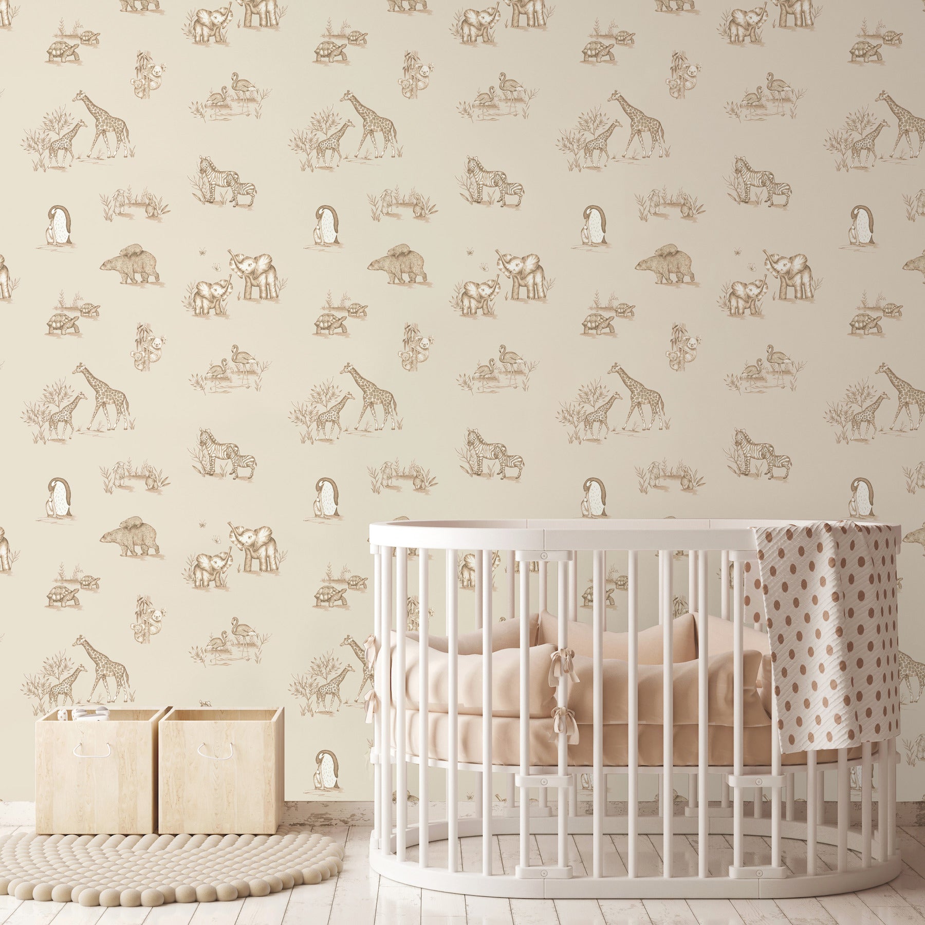 safari-babies-beige-animal-wallpaper-york-wallcoverings-4203-27553 - York Wallcoverings Wallpaper