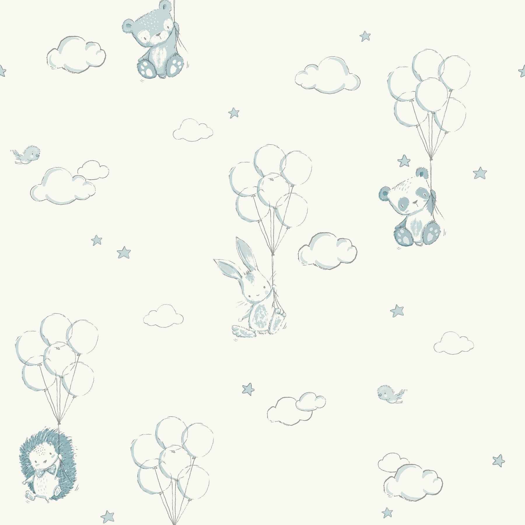 Floating Balloons Light Blue Animal Wallpaper - York Wallcoverings - 4203-27554 - York Wallcoverings Wallpaper