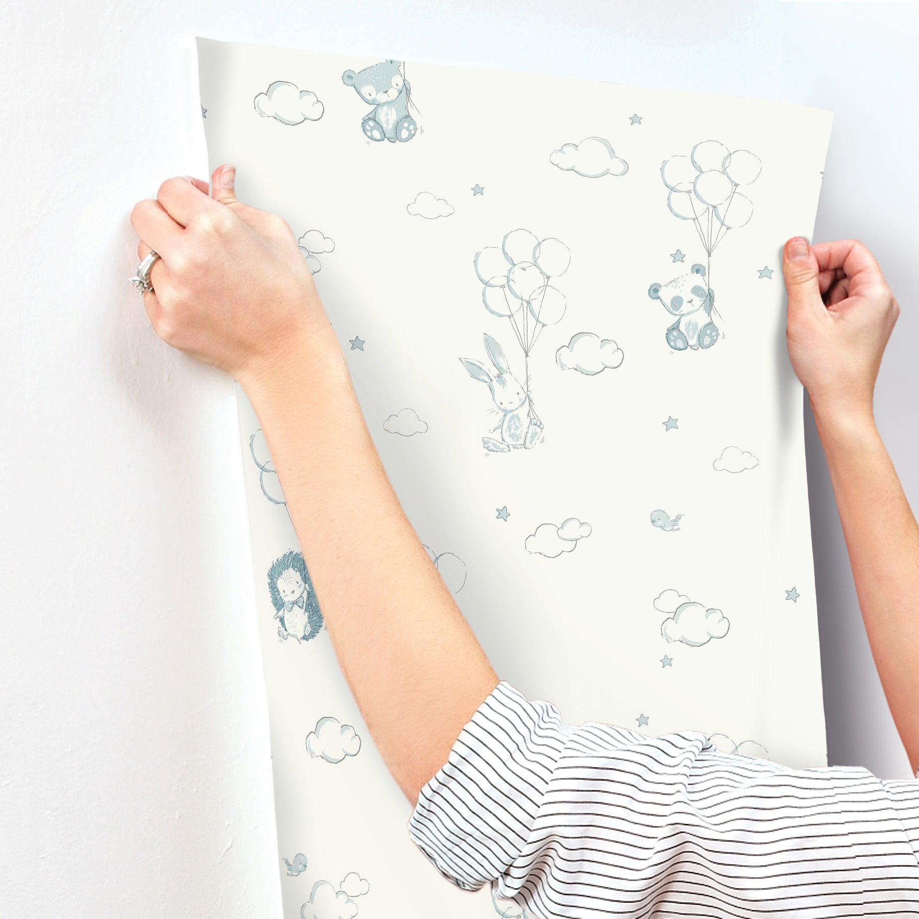 floating-balloons-light-blue-animal-wallpaper-york-wallcoverings-4203-27554 - York Wallpaper Wallpaper