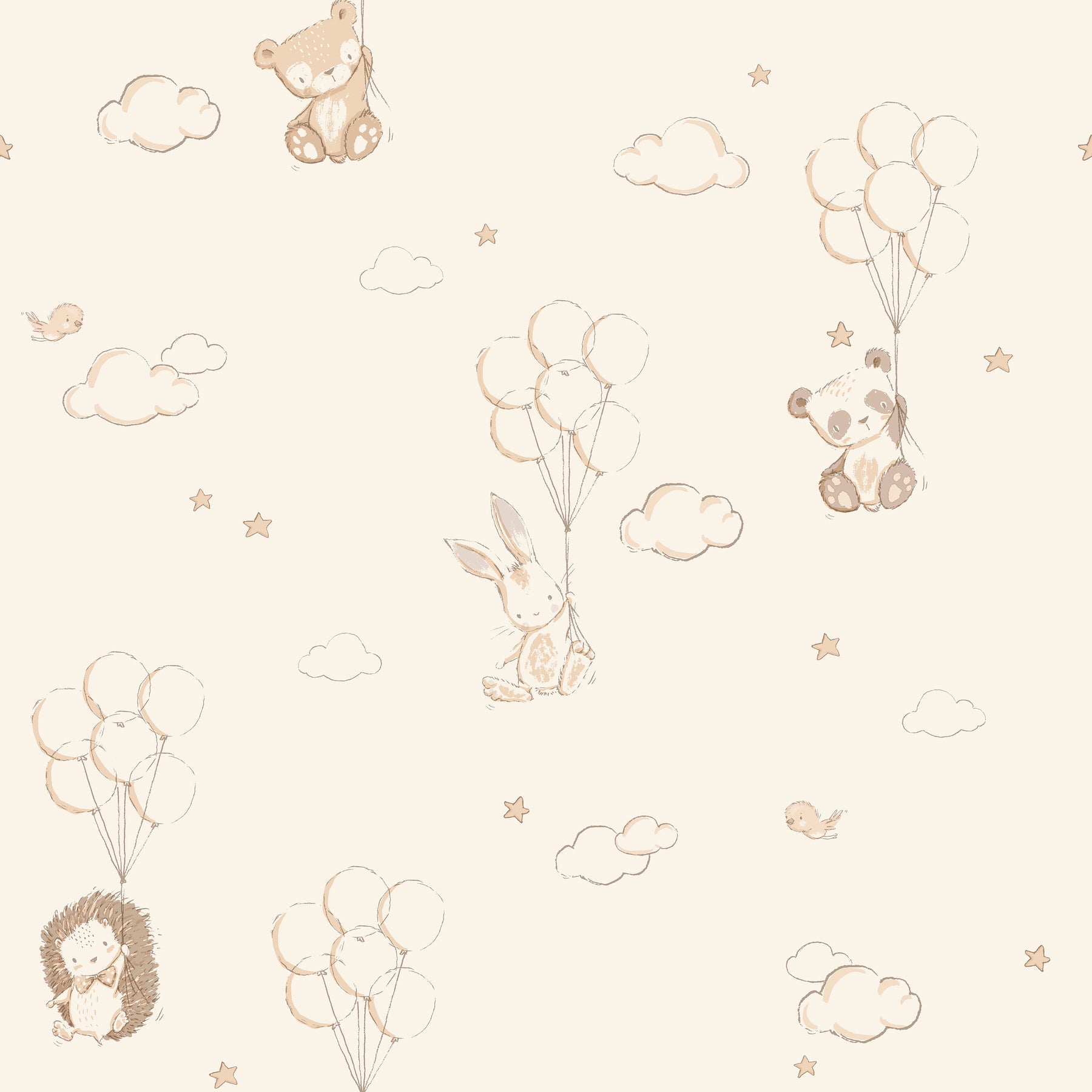floating-balloons-light-brown-animal-wallpaper-york-wallcoverings-4203-27556 - York Wallcoverings Wallpaper