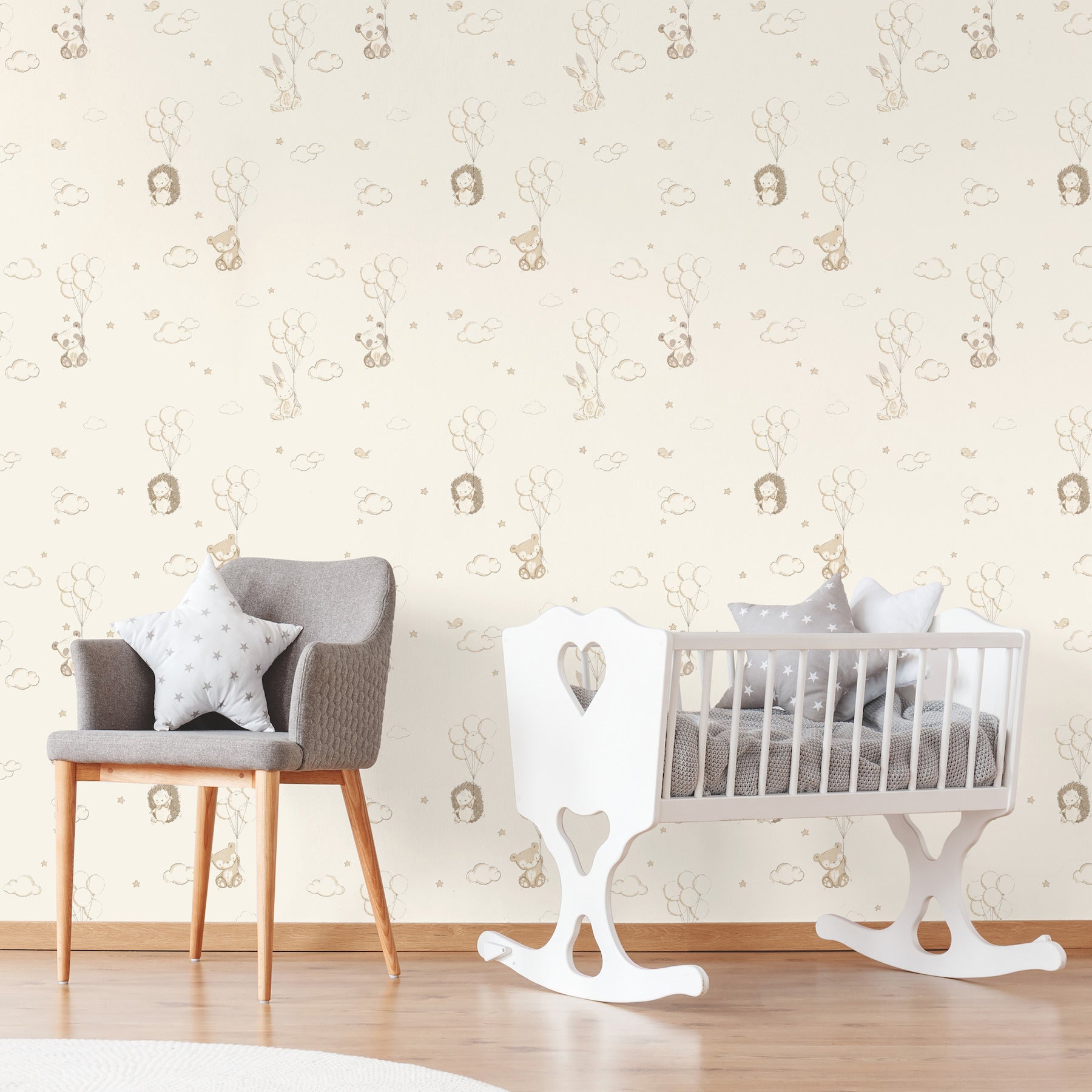floating-balloons-light-brown-animal-wallpaper-york-wallcoverings-4203-27556 - York Wallcoverings Wallpaper