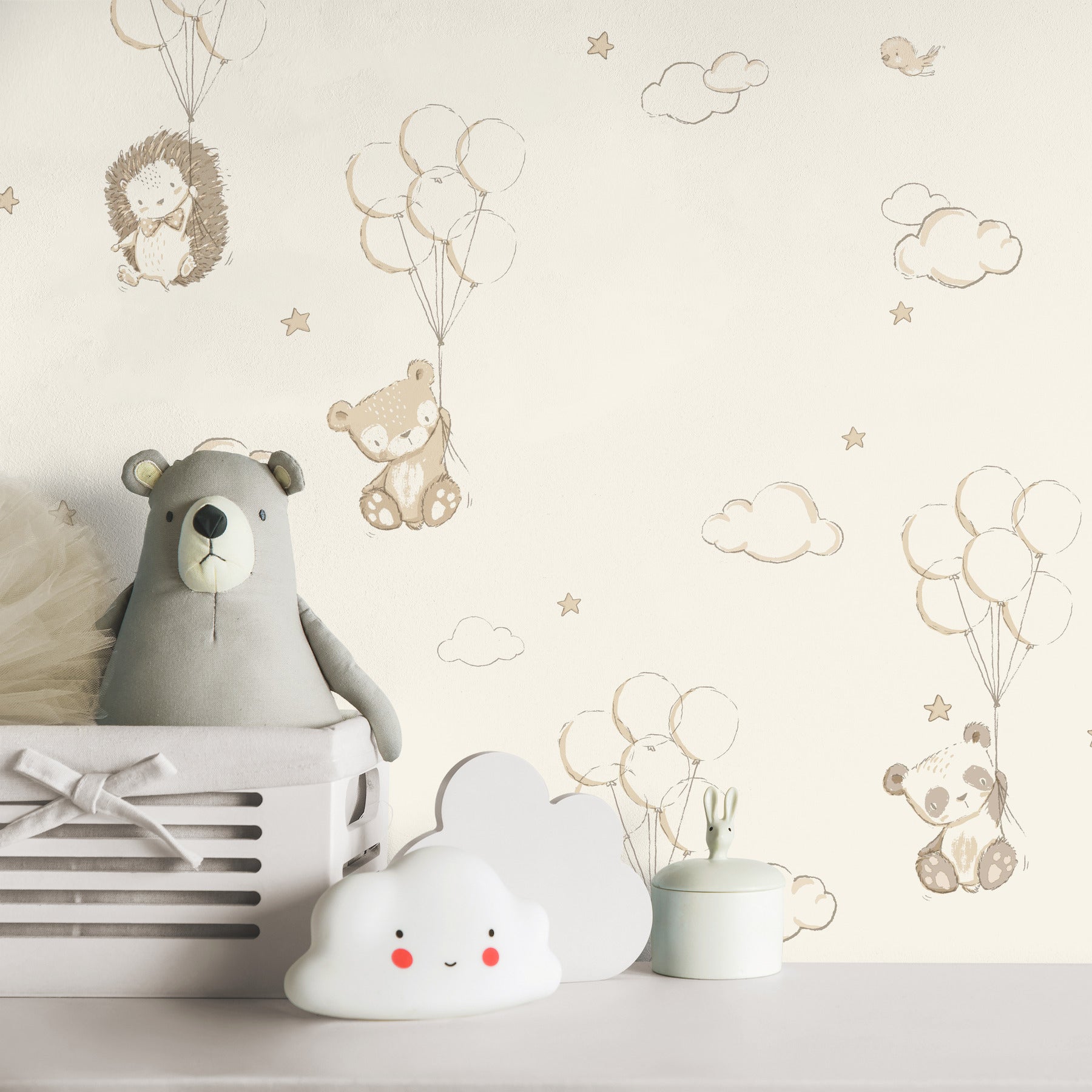 floating-balloons-light-brown-animal-wallpaper-york-wallcoverings-4203-27556 - York Wallcoverings Wallpaper