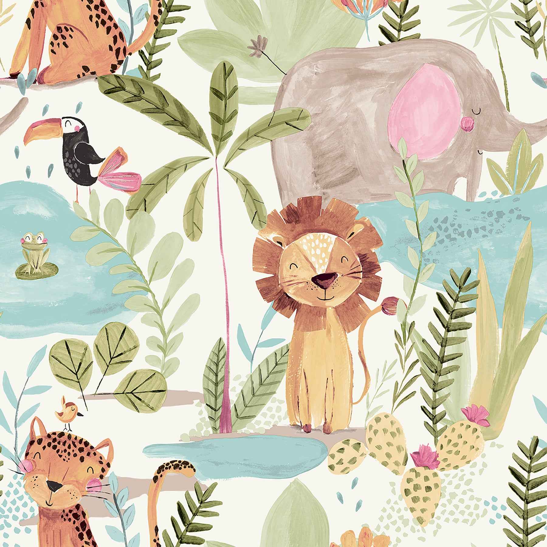 In The Jungle Multicolor Animal Friends Wallpaper - York Wallcoverings - 4203-27558