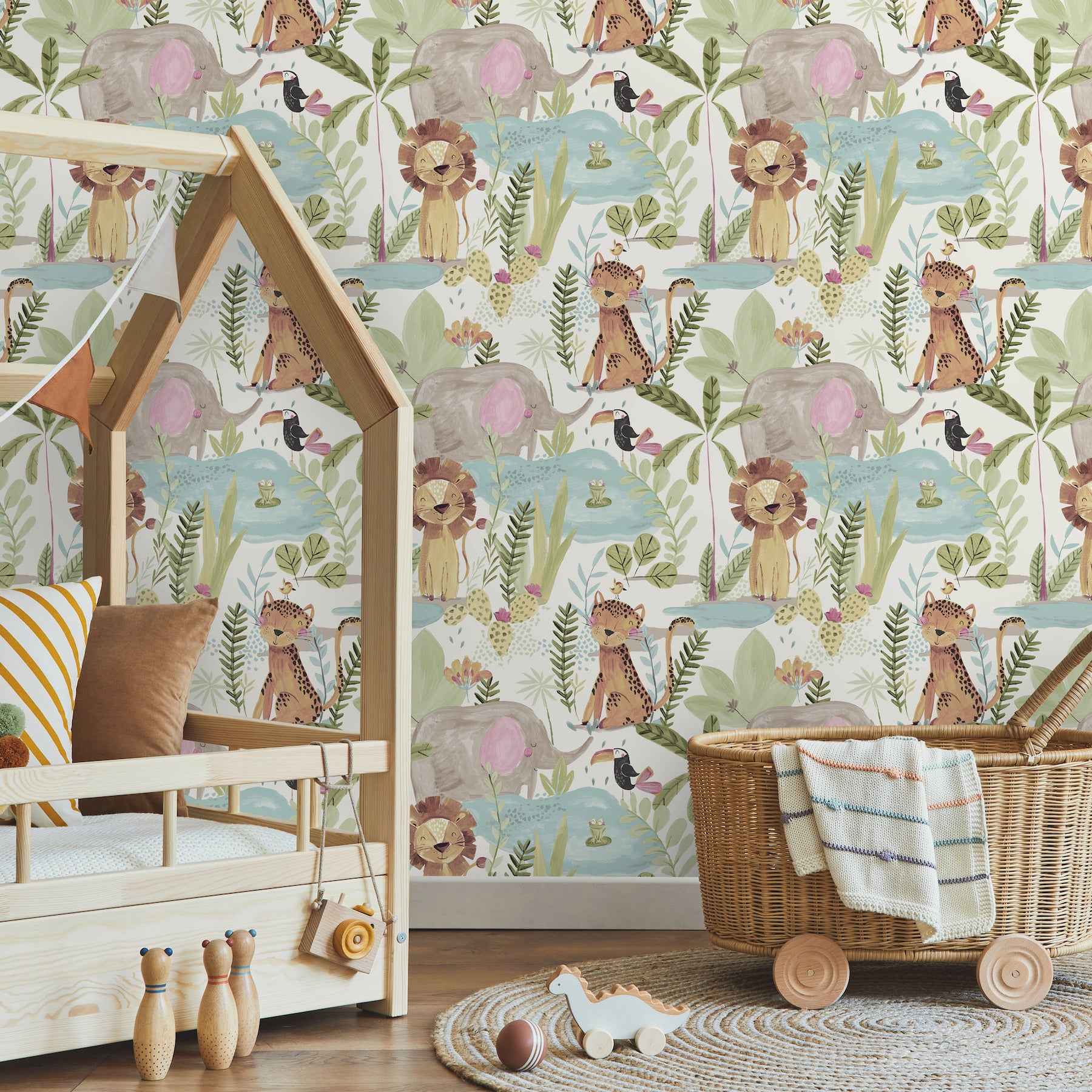 In The Jungle Multicolor Animal Friends Wallpaper - York Wallcoverings - 4203-27558 - York Wallcoverings Wallpaper
