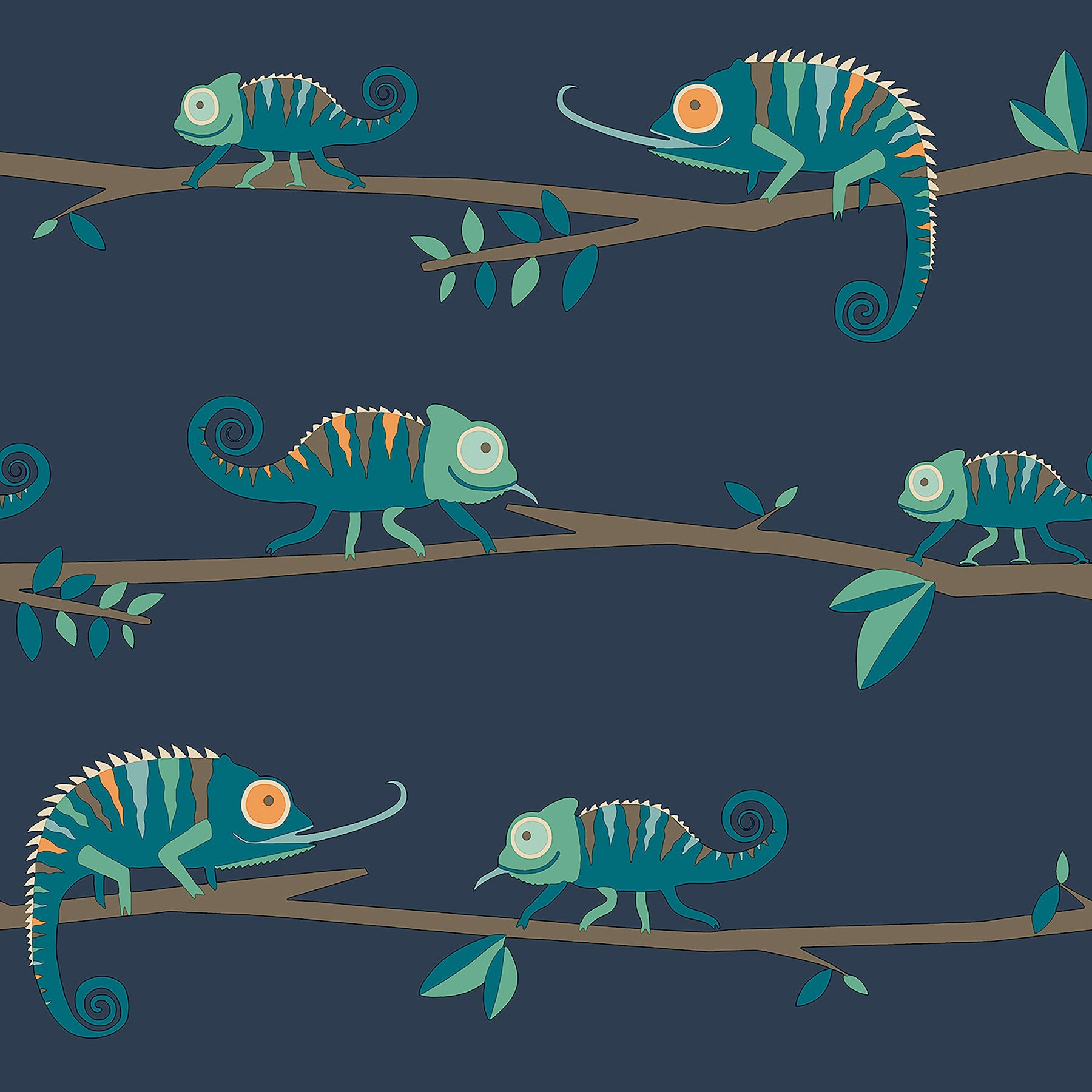 chameleon-family-navy-canopy-stroll-wallpaper-york-wallcoverings-4203-27560 - York Wallcoverings Wallpaper