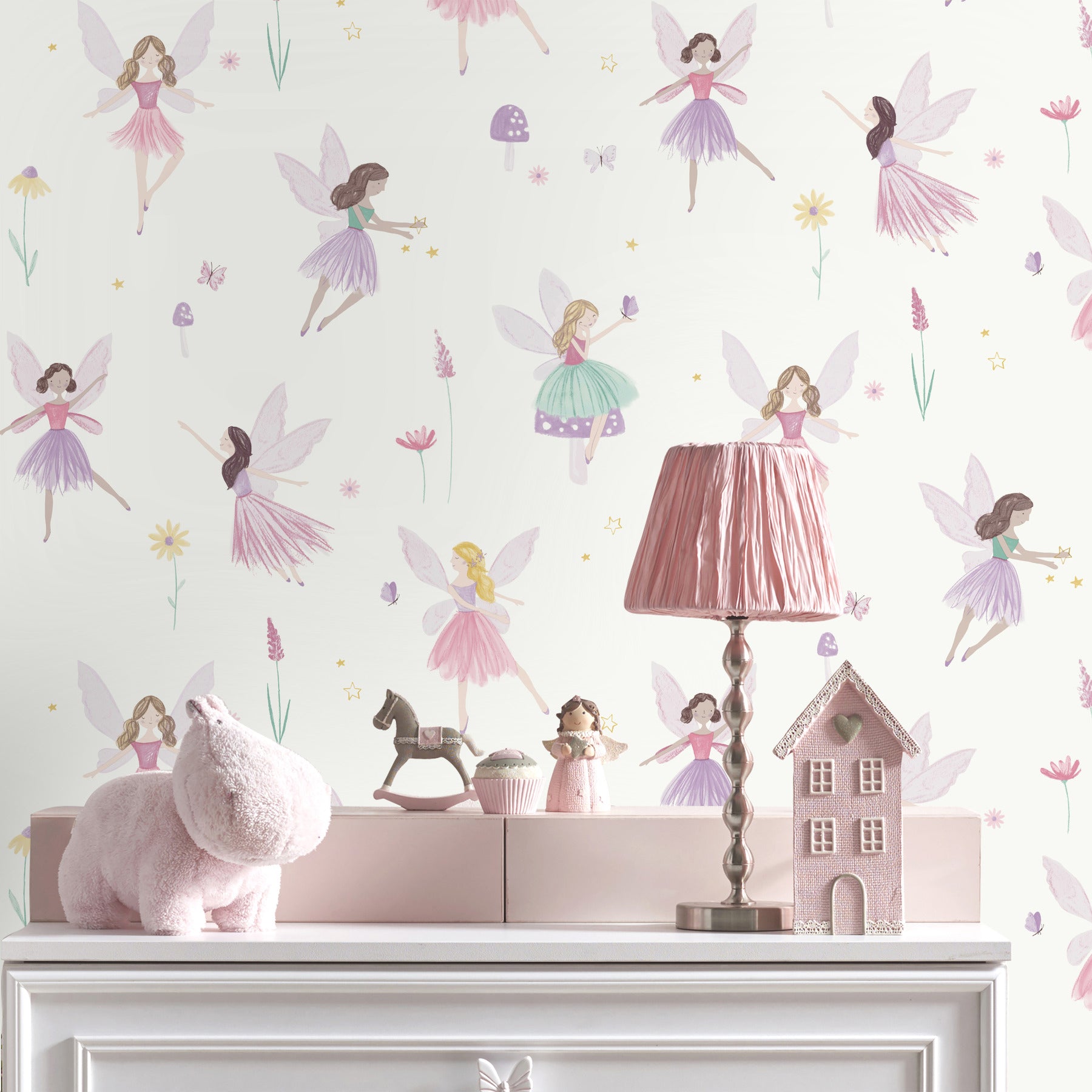 fairy-friends-pink-enchanting-wallpaper-york-wallcoverings-4203-27563 - York Wallcoverings Papel pintado