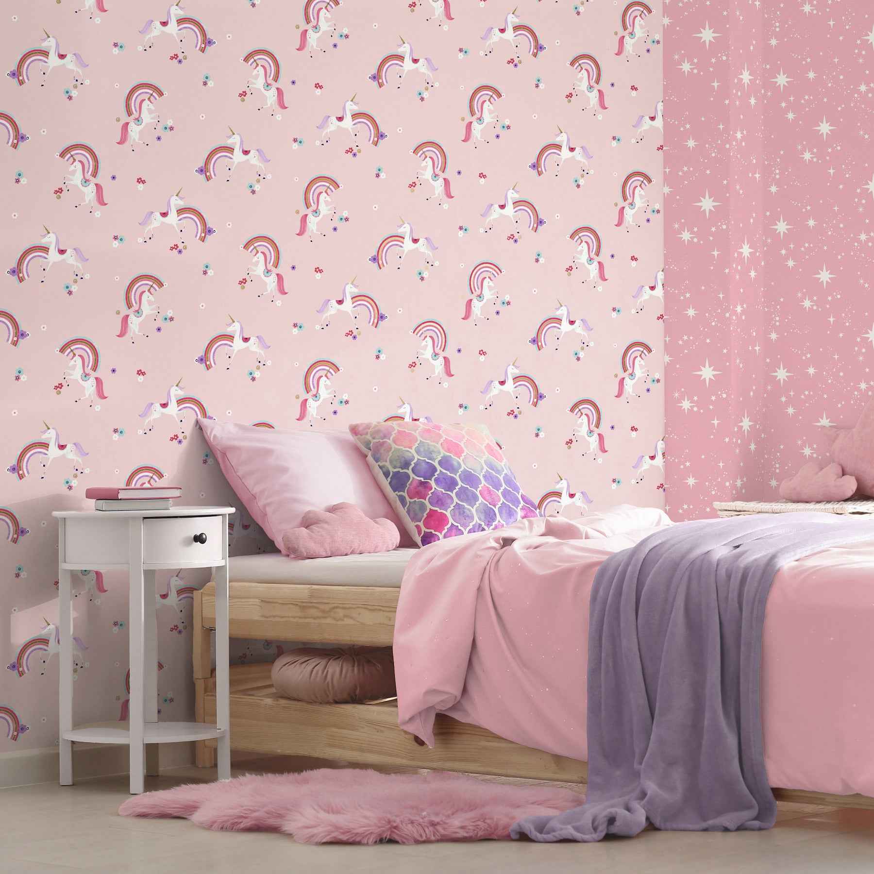 Rainbow Unicorn Pink Fantastical Wallpaper - York Wallcoverings - 4203-27565 - York Wallcoverings Wallpaper