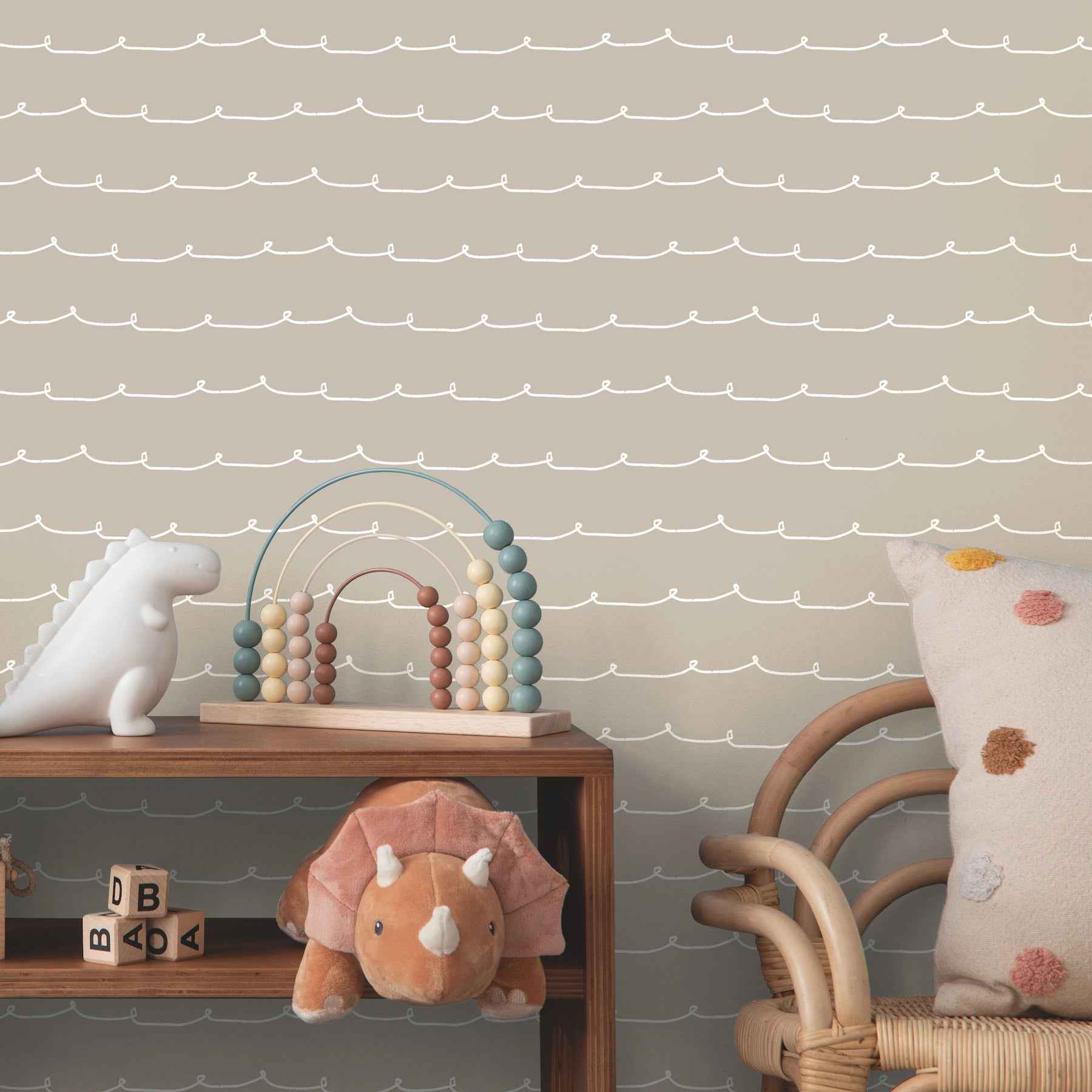 Wiggle Line Taupe Stripe Wallpaper - York Wallcoverings - 4203-27569 - York Wallcoverings Wallpaper