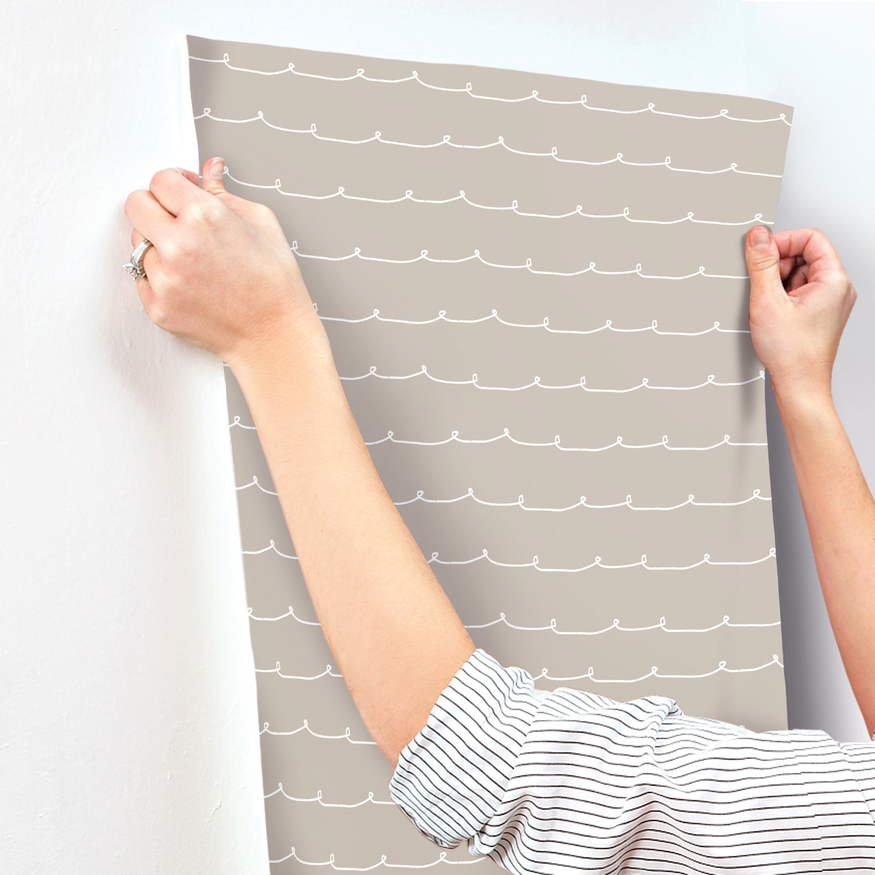 wiggle-line-taupe-stripe-wallpaper-york-wallcoverings-4203-27569 - York Wallpaper Wallpaper