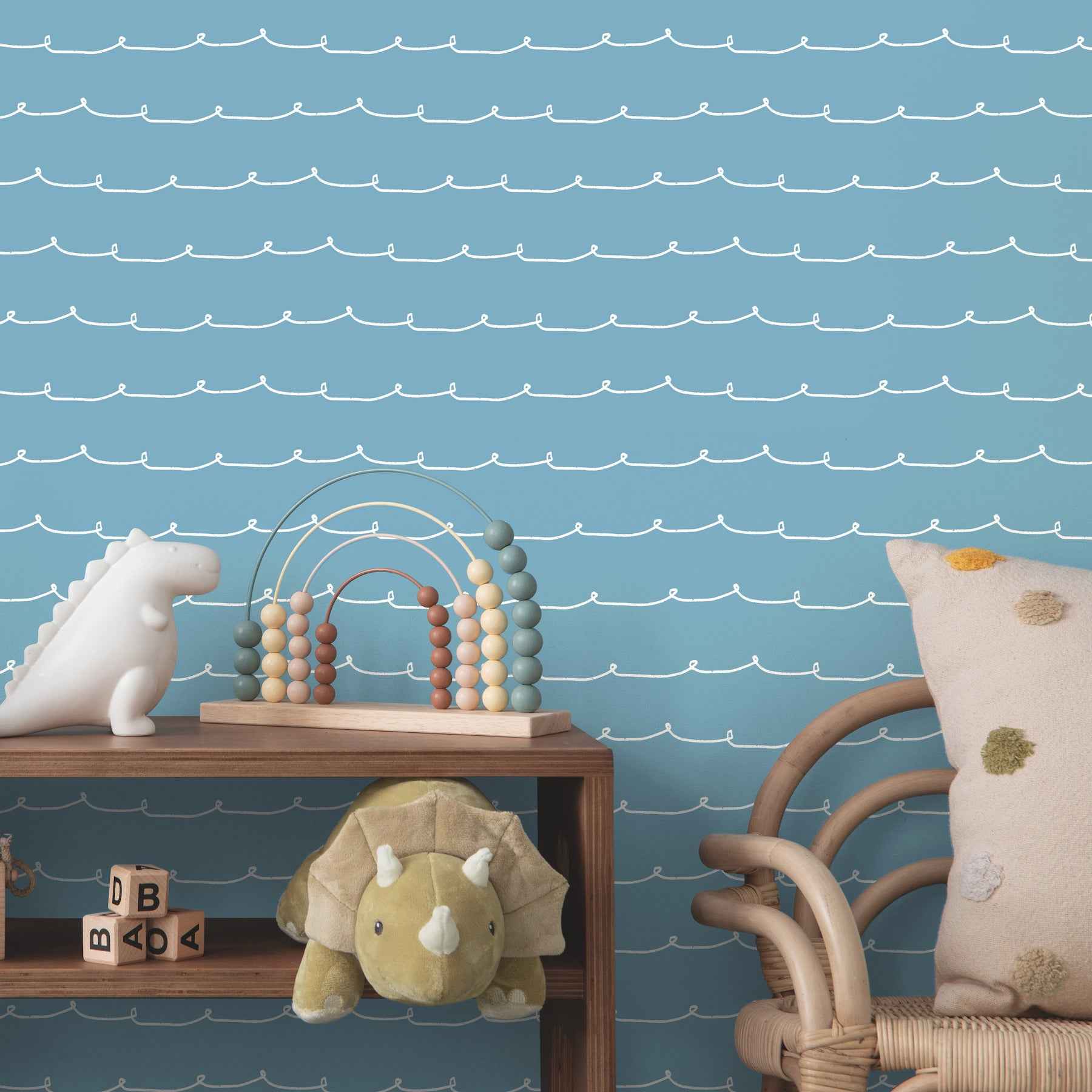 Wiggle Line Blue Stripe Wallpaper - York Wallcoverings - 4203-27572 - York Wallcoverings Wallpaper