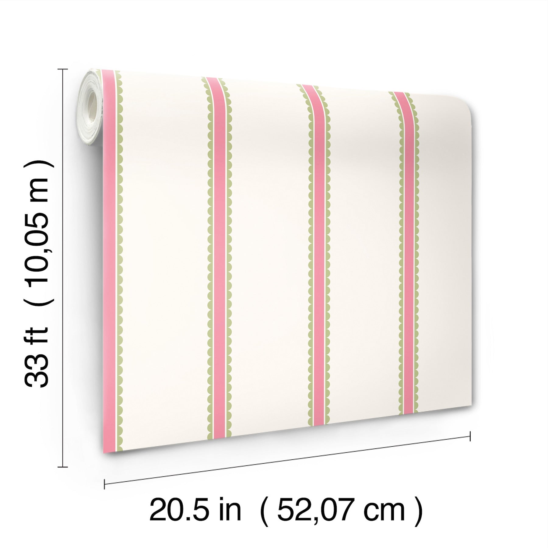 bobbin-stripe-fuchsia-scalloped-wallpaper-york-wallcoverings-4203-27574 - York Wallcoverings Wallpaper