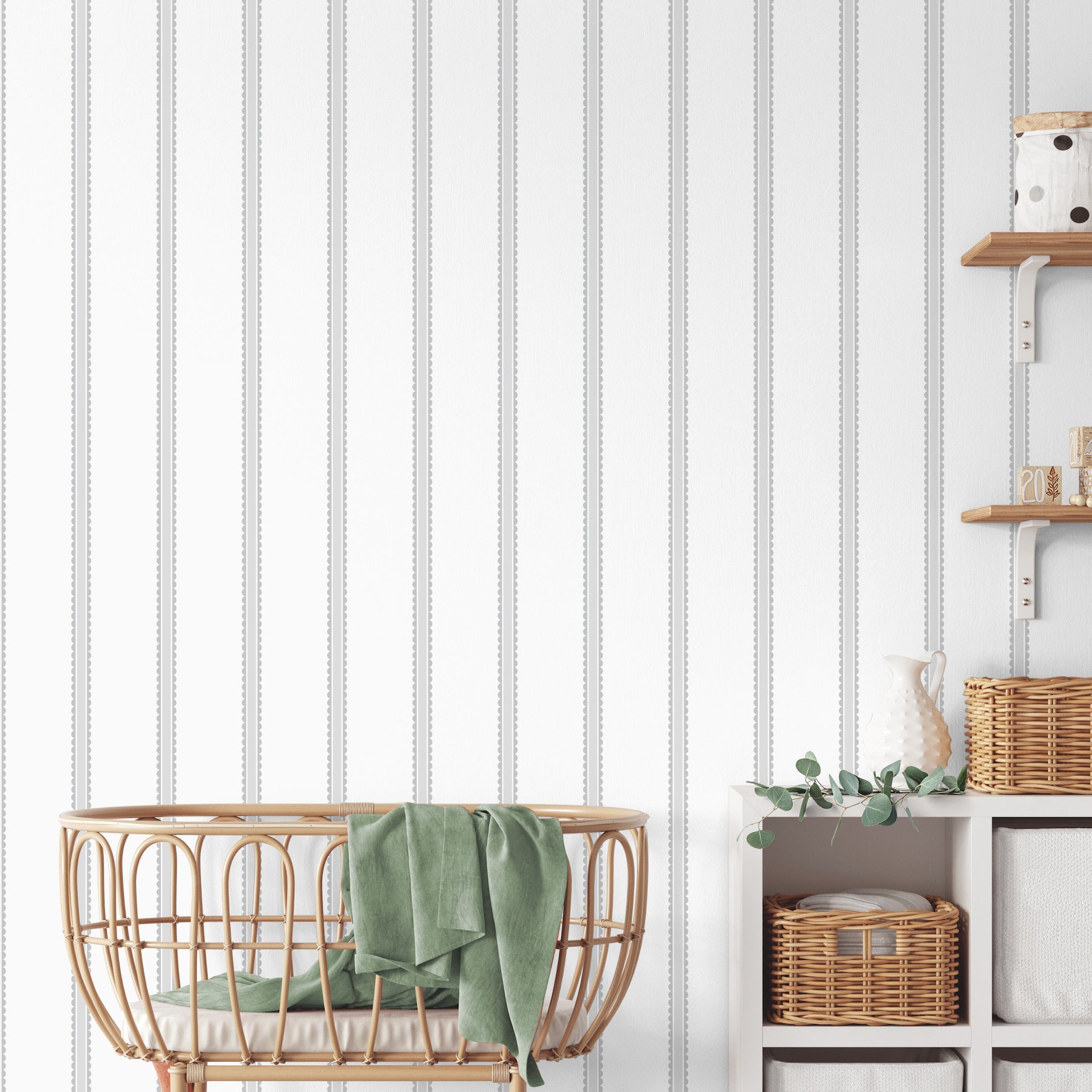 bobbin-stripe-grey-scalloped-wallpaper-york-wallcoverings-4203-27577 - York Wallcoverings Wallpaper