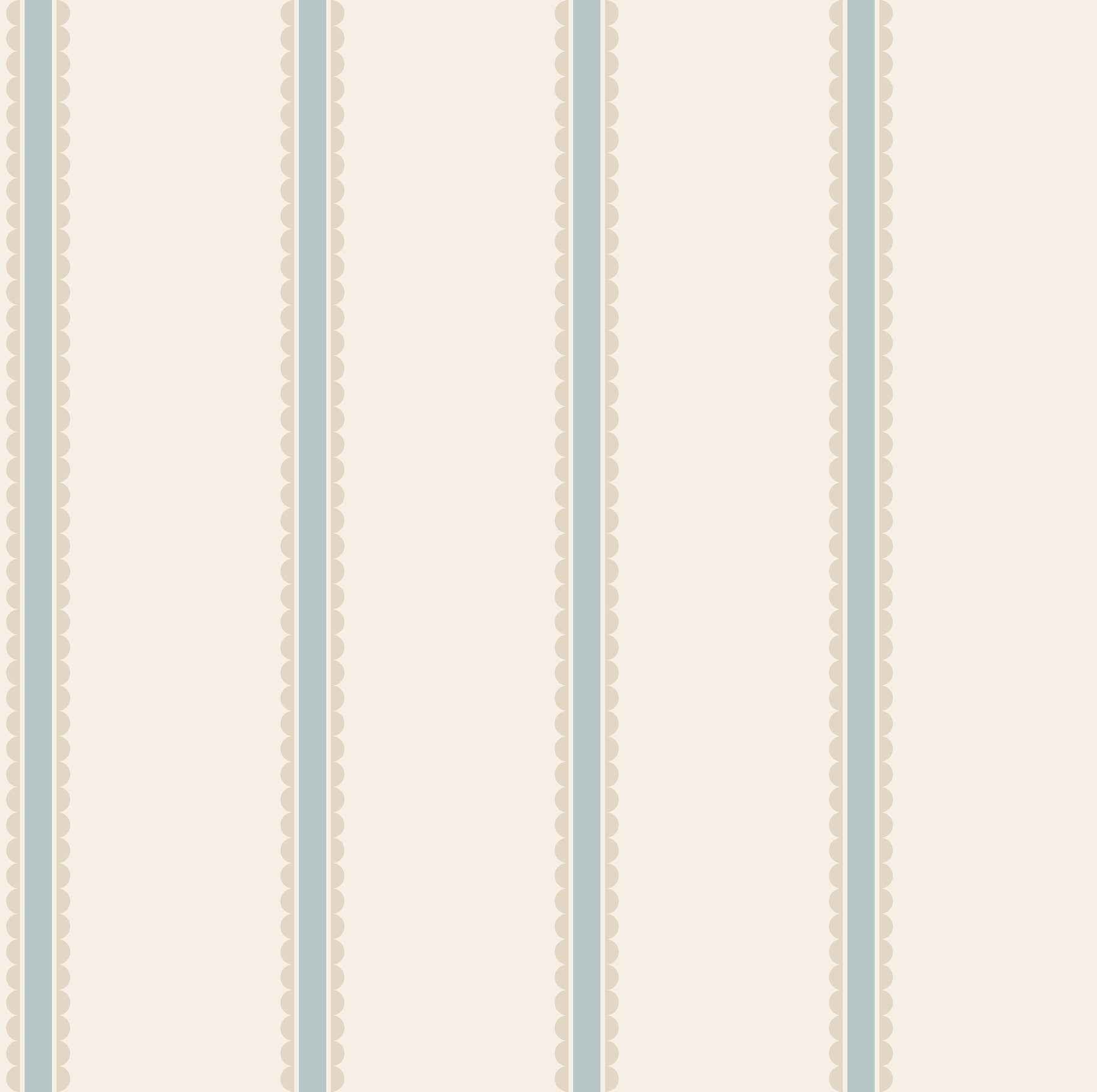 Bobbin Stripe Light Blue Scalloped Wallpaper - York Wallcoverings - 4203-27578 - York Wallcoverings Wallpaper