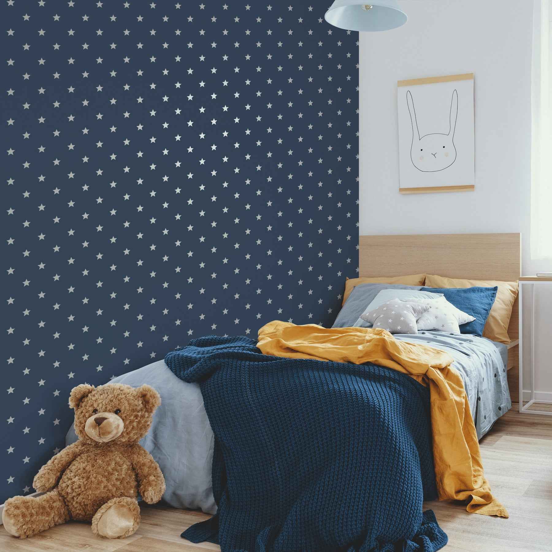Starry Motif Dark Blue Geometric Wallpaper - York Wallcoverings - 4203-27584 - York Wallcoverings Wallpaper