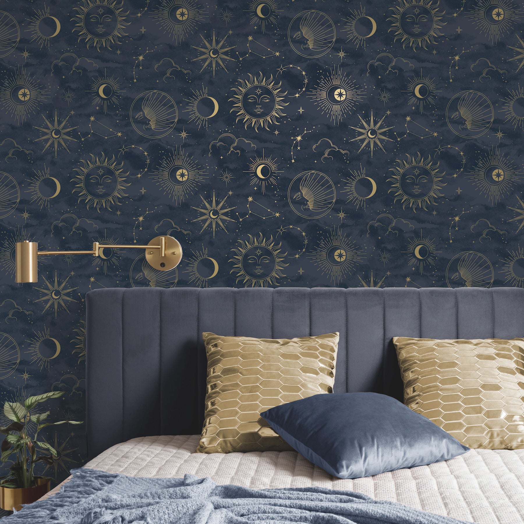 mystic-navy-celestial-wallpaper-york-wallcoverings-4203-27587 - York Wallcoverings Wallpaper