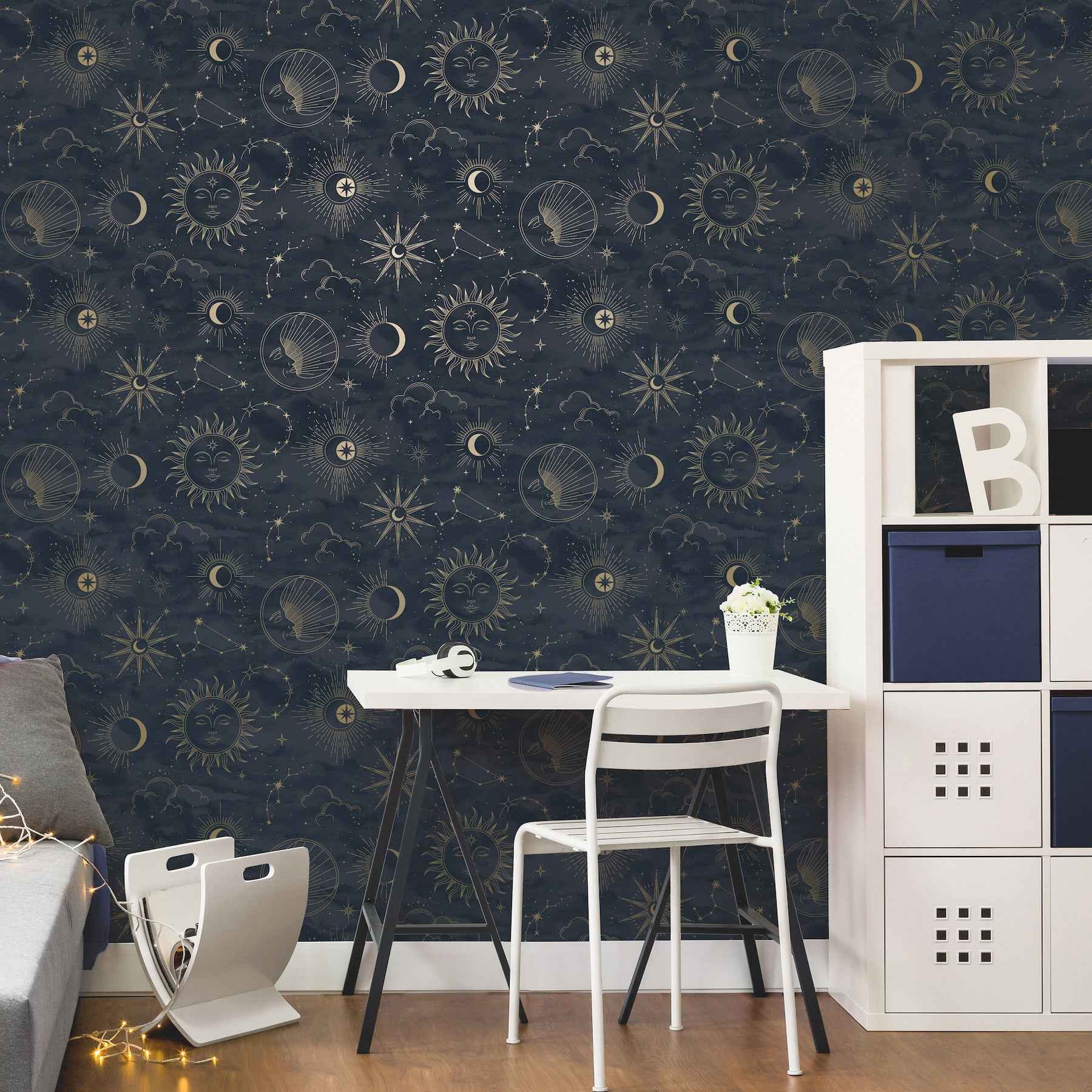 Mystic Navy Celestial Wallpaper - York Wallcoverings - 4203-27587 - York Wallcoverings Wallpaper