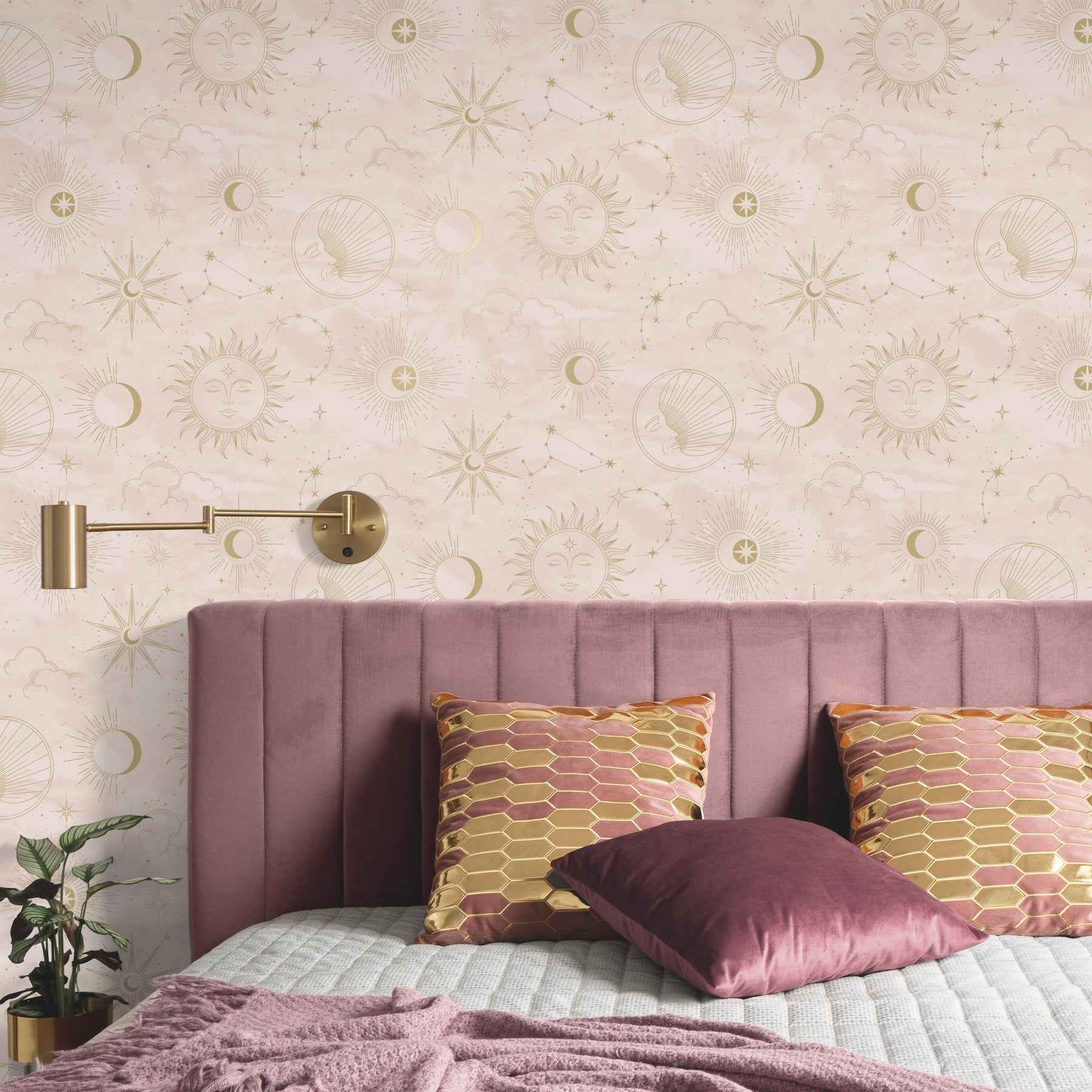 Mystic Pink Celestial Wallpaper - York Wallcoverings - 4203-27588 - York Wallcoverings Wallpaper