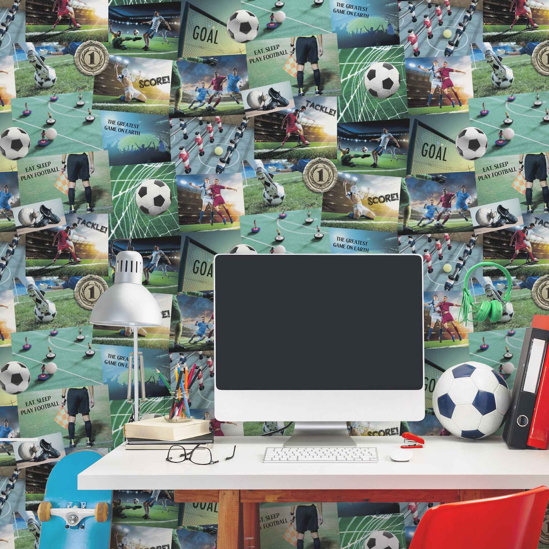 Football Fan Multicolor Soccer Wallpaper - York Wallcoverings - 4203-27591 - York Wallcoverings Wallpaper
