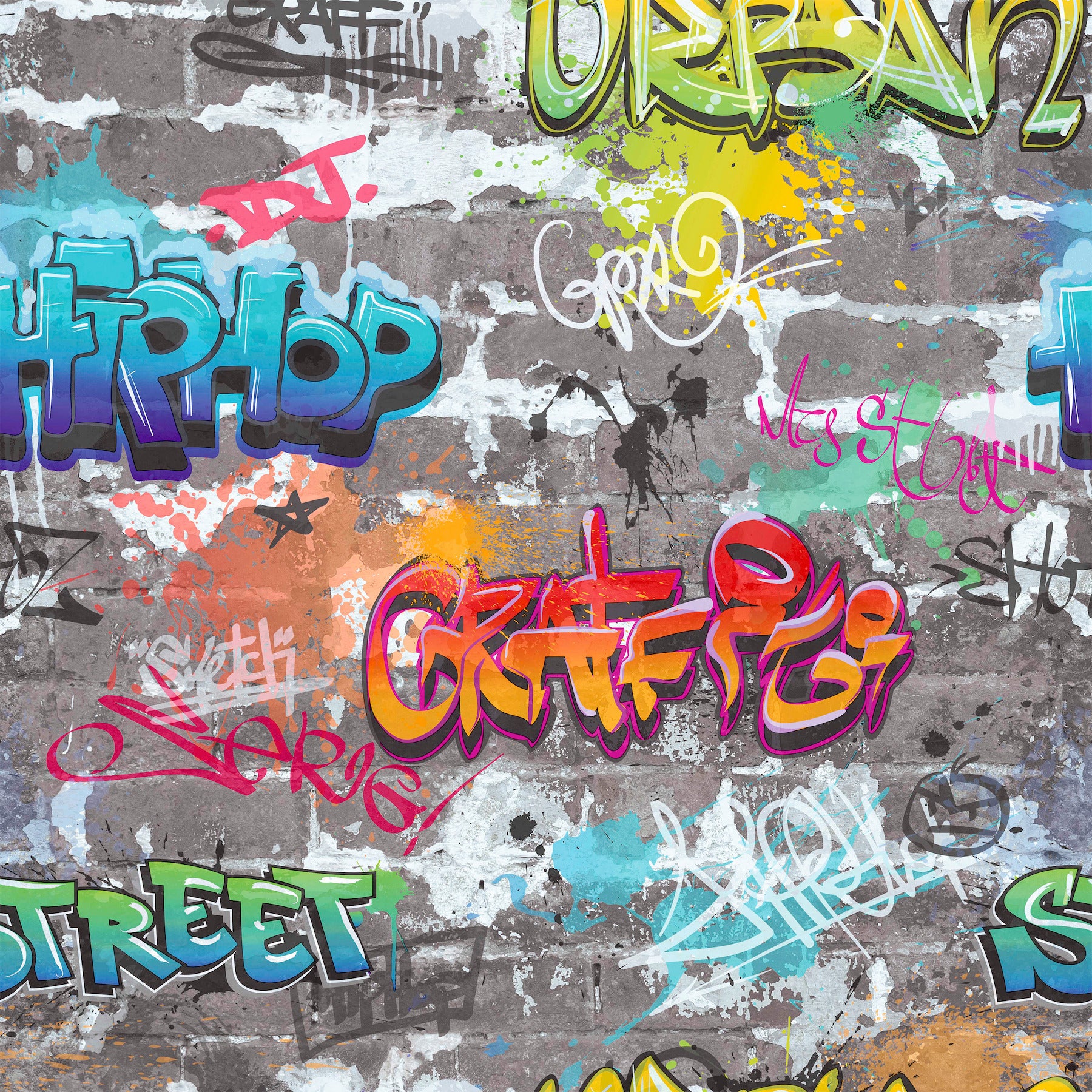 graffiti-wall-multicolor-street-styles-wallpaper-york-wallcoverings-4203-27592 - York Wallcoverings Wallpaper