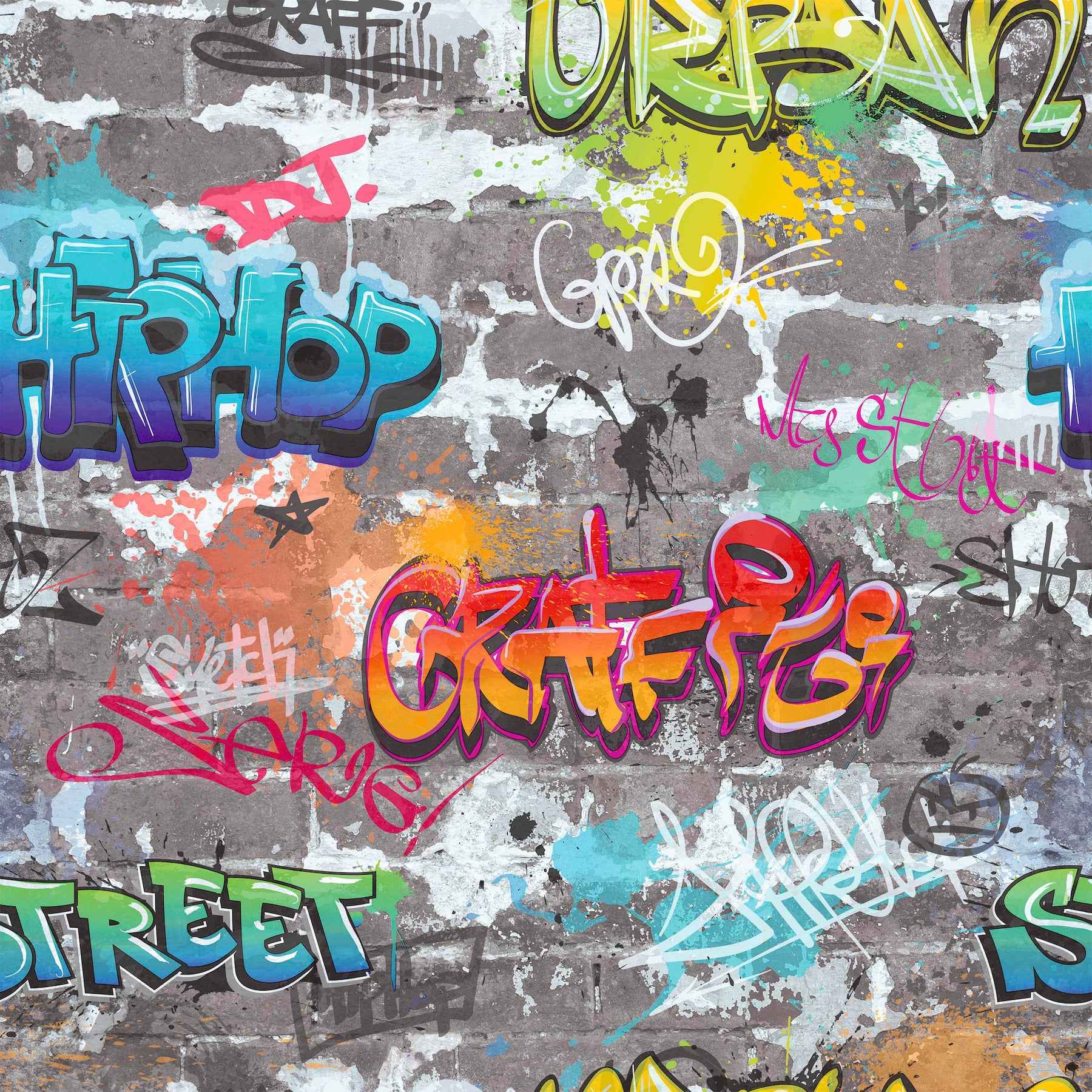 Graffiti Wall Multicolor Street Styles Wallpaper - York Wallcoverings - 4203-27592 - York Wallcoverings Wallpaper
