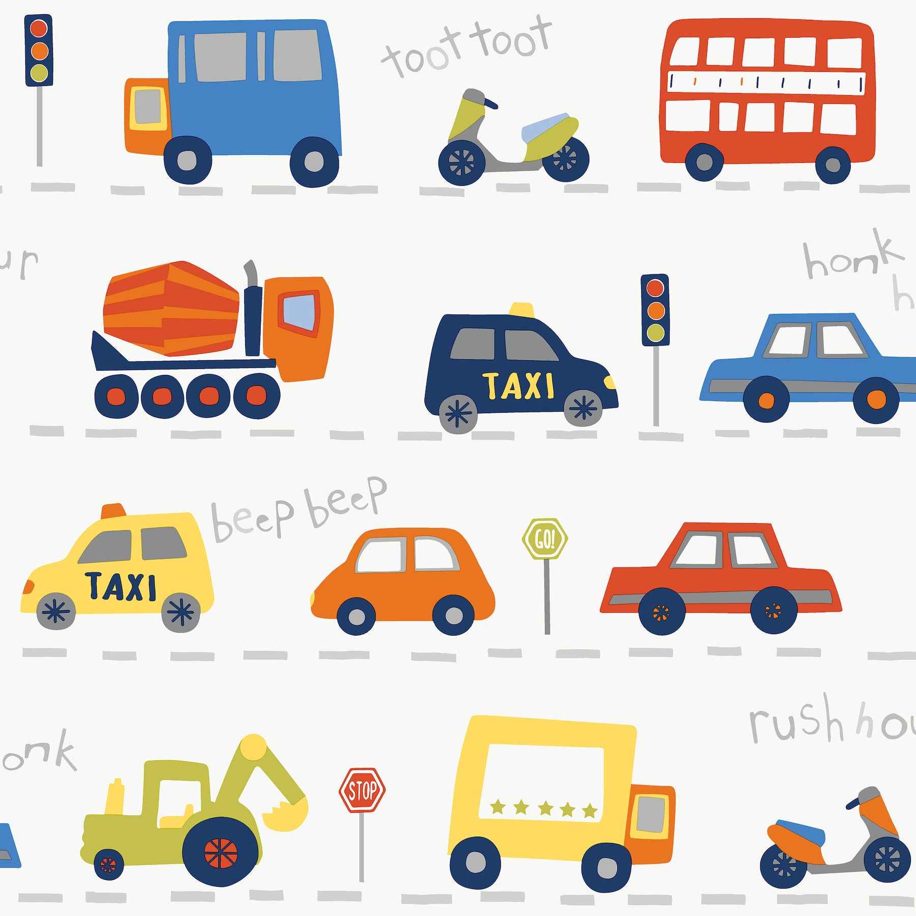 Road Traffic Red Cars Wallpaper - York Wallcoverings - 4203-27593