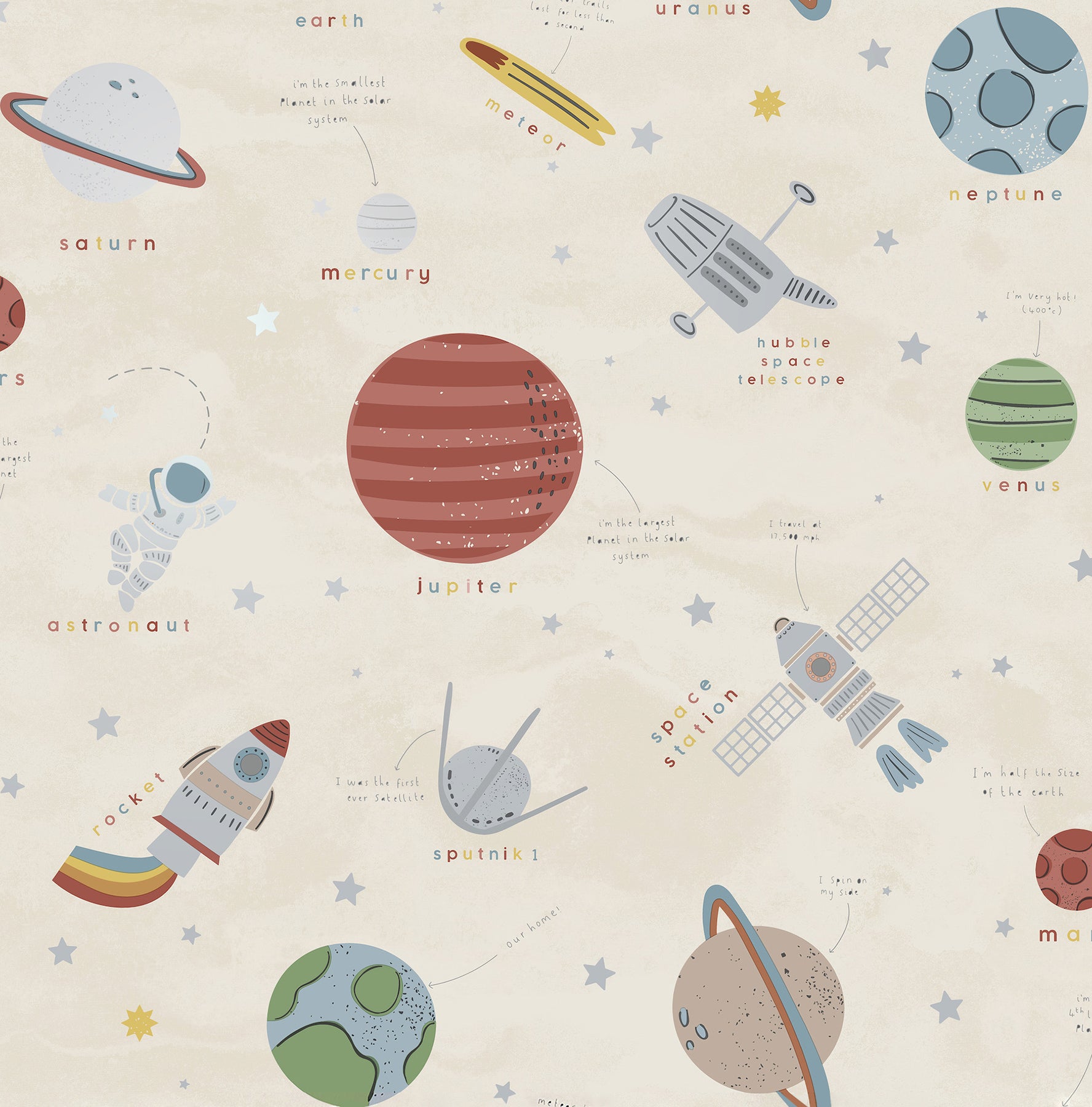 space-adventure-beige-outer-space-wallpaper-york-wallcoverings-4203-27596 - York Wallcoverings Wallpaper