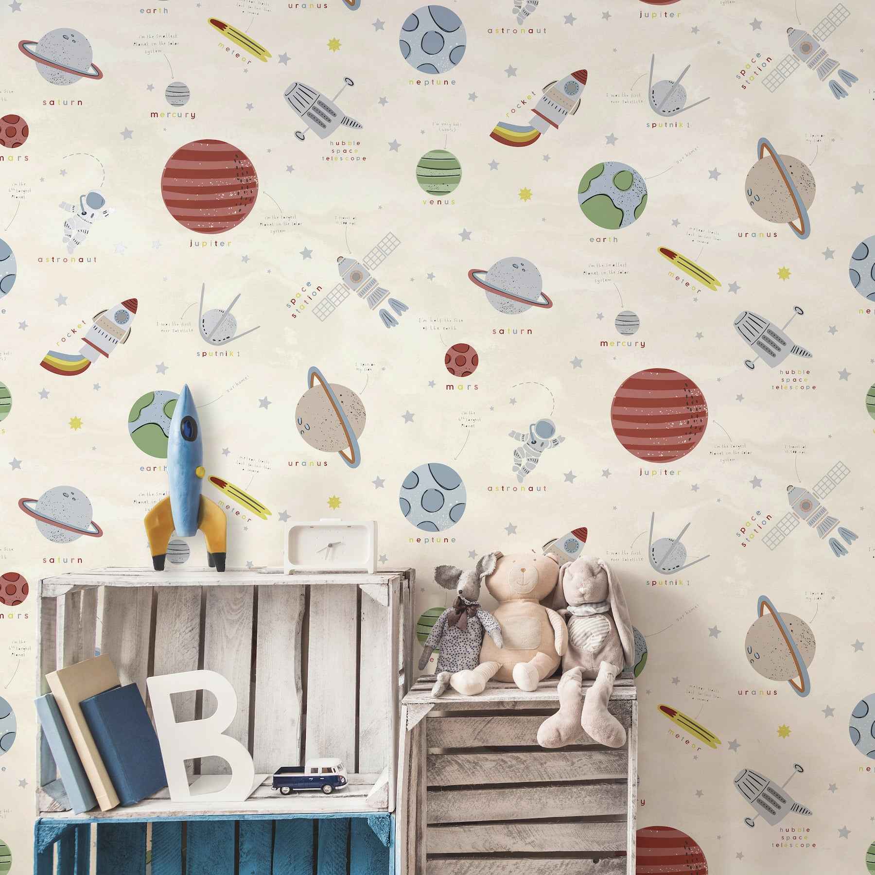 Space Adventure Beige Outer Space Wallpaper - York Wallcoverings - 4203-27596 - York Wallcoverings Wallpaper