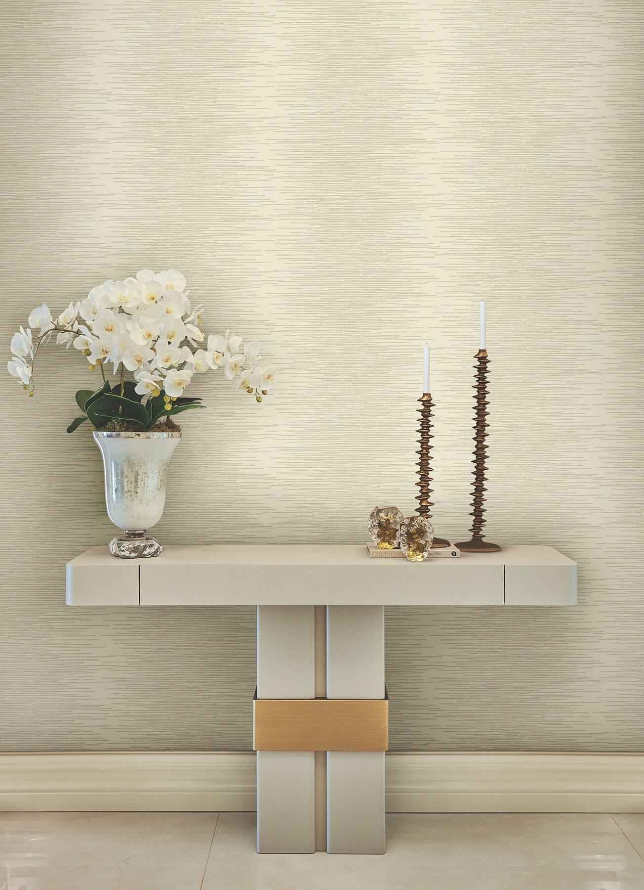 Operetta Cream Metallic Columns Wallpaper - York Wallcoverings - VR1501 - York Wallcoverings Wallpaper