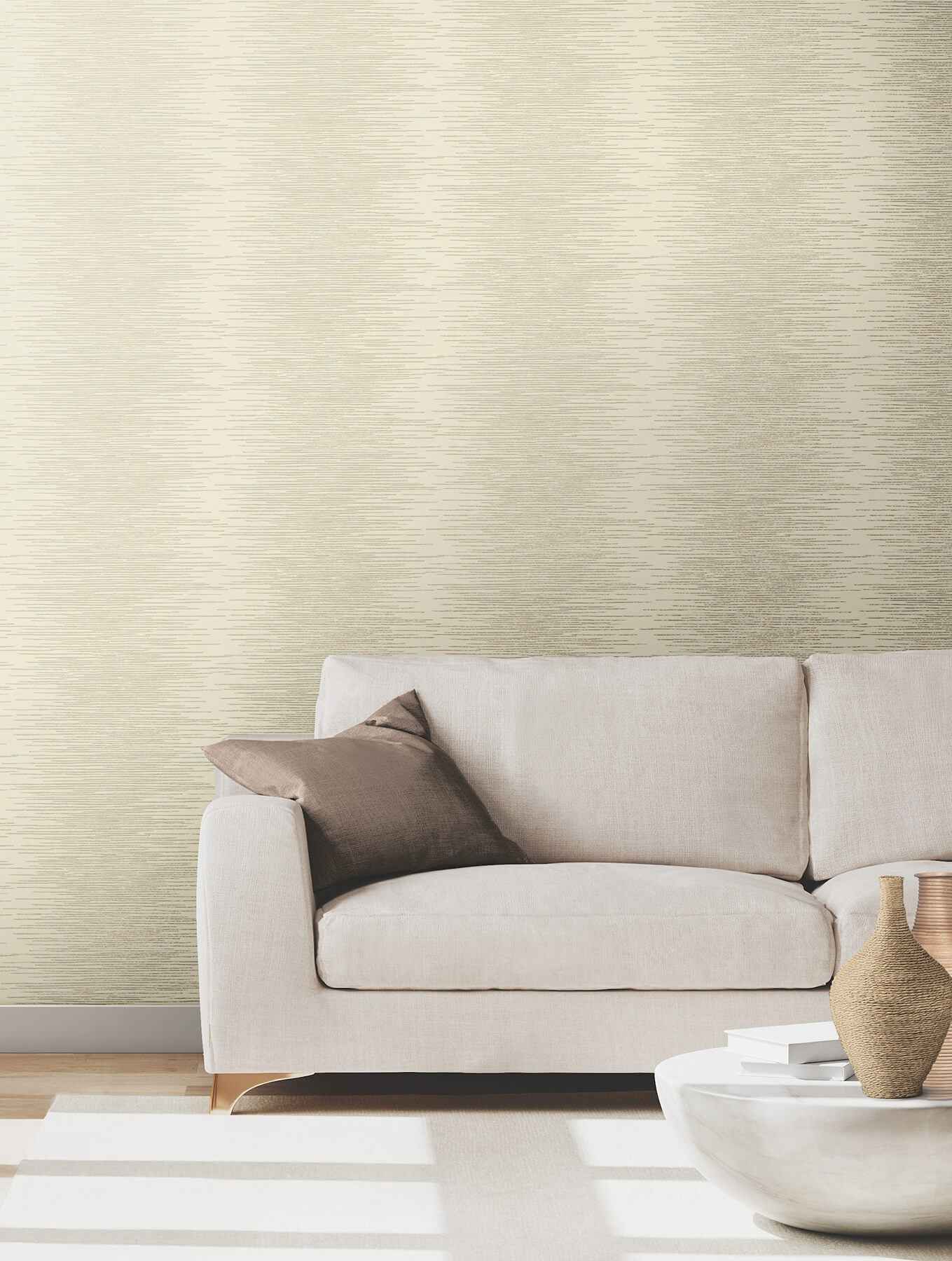 Operetta Cream Metallic Columns Wallpaper - York Wallcoverings - VR1501 - York Wallcoverings Wallpaper