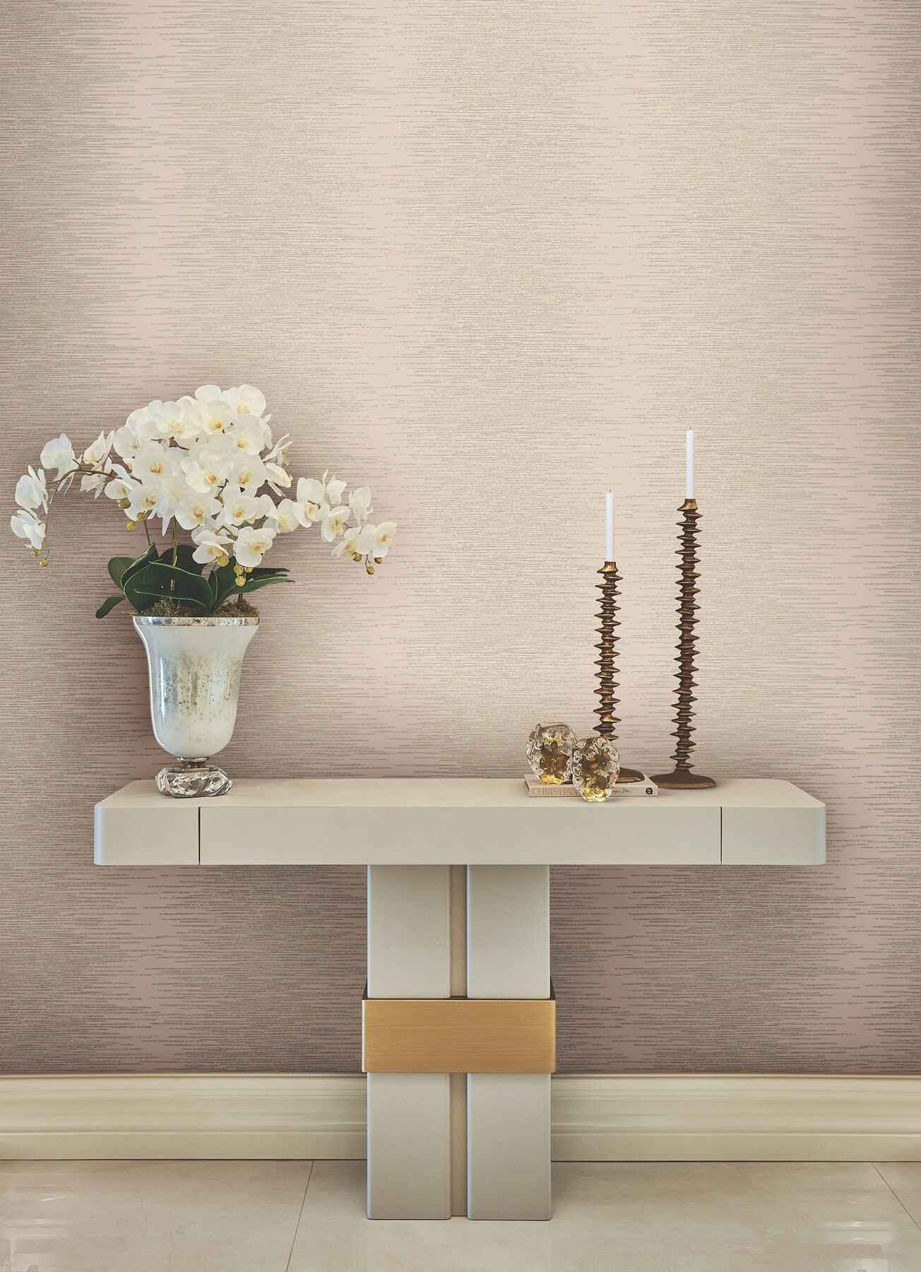 Operetta Blush Metallic Columns Wallpaper - York Wallcoverings - VR1502 - York Wallcoverings Wallpaper
