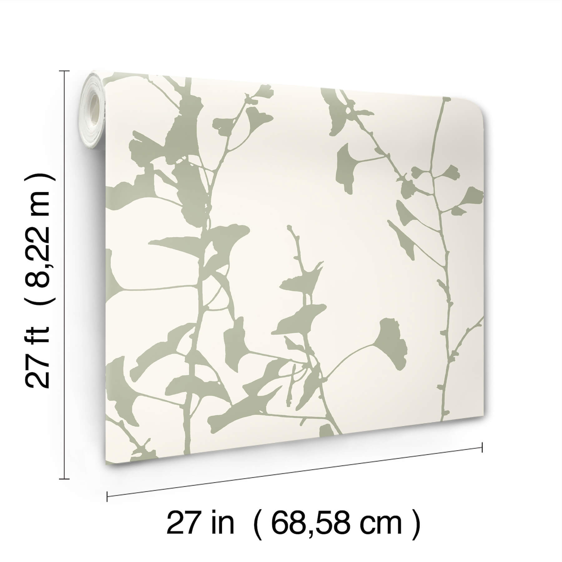 ginkgo-silhouette-sage-cork-wallpaper-york-wallcoverings-vr1510 - York Wallcoverings Wallpaper